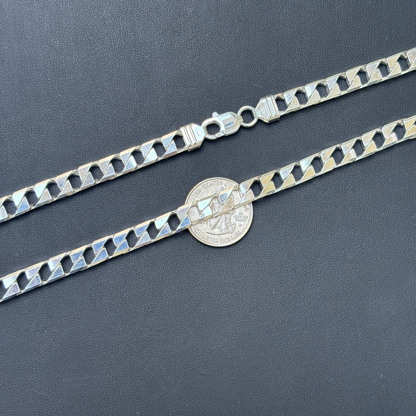 925 Sterling Silver 8mm Square Curb Chain Necklace - Image 11