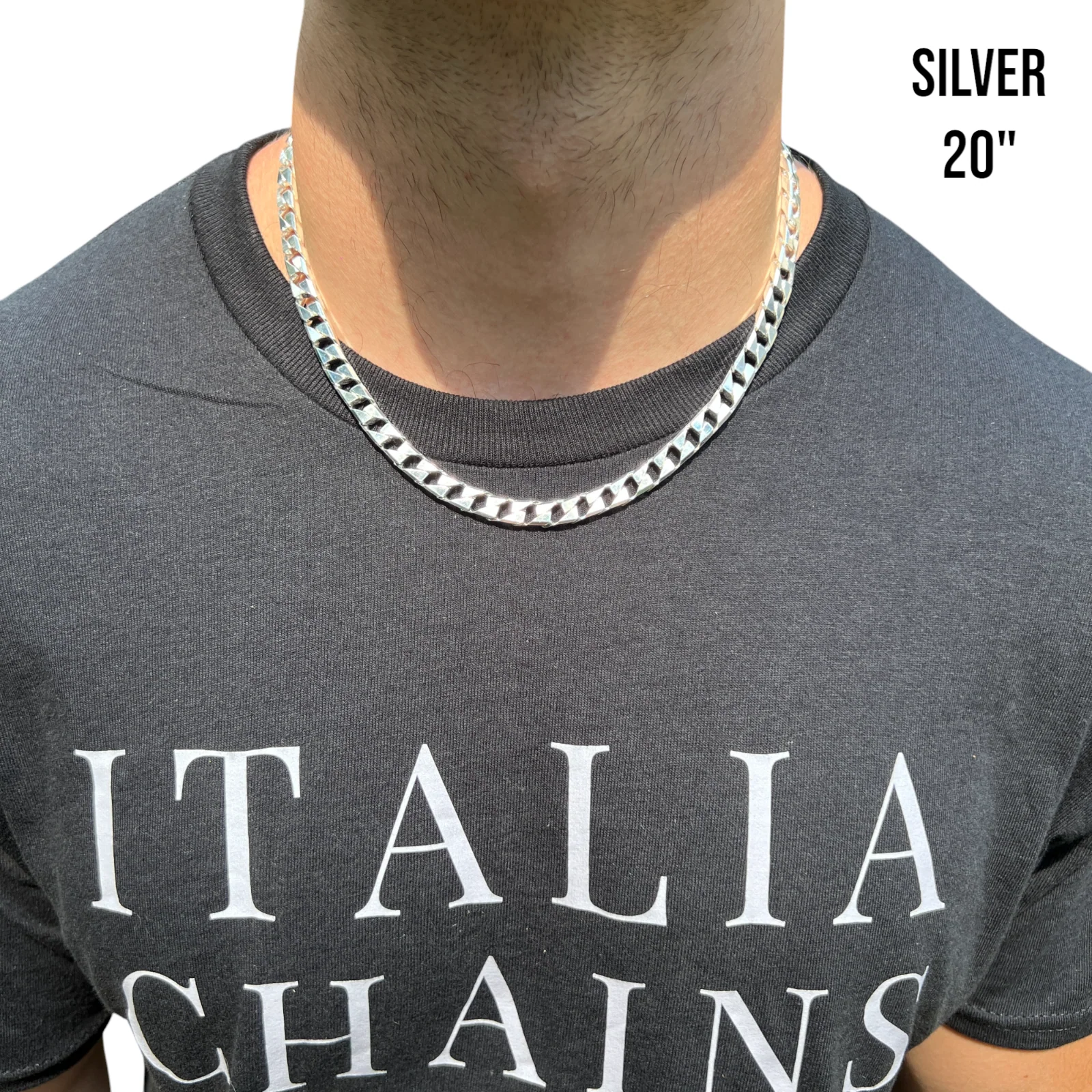 925 Sterling Silver 8mm Square Curb Chain Necklace - Image 12