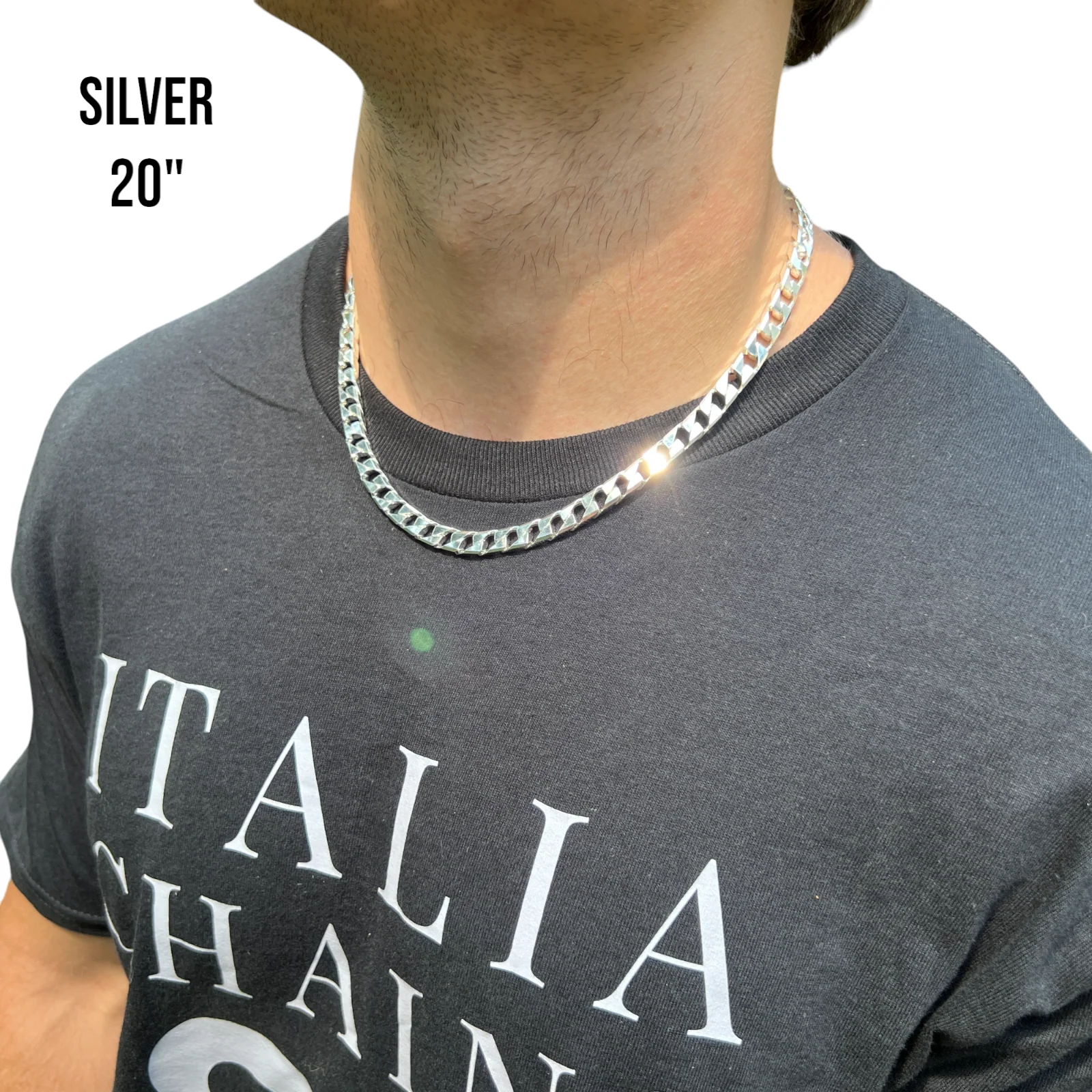 925 Sterling Silver 8mm Square Curb Chain Necklace - Image 13