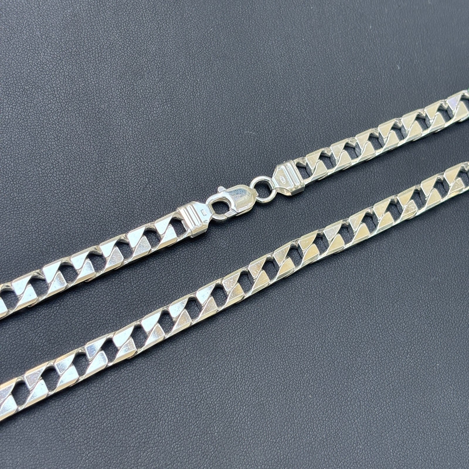 925 Sterling Silver 8mm Square Curb Chain Necklace - Image 2