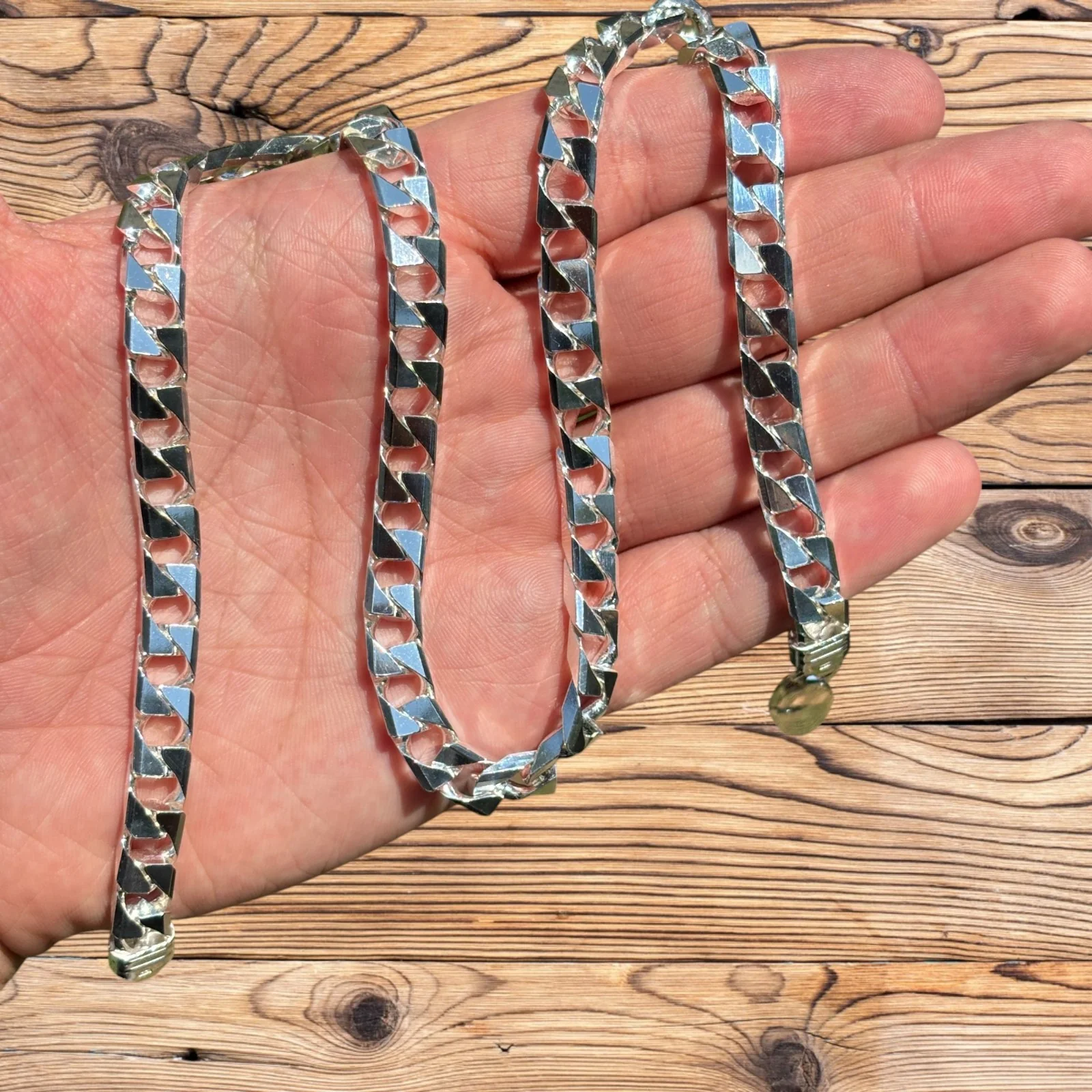 925 Sterling Silver 8mm Square Curb Chain Necklace - Image 3