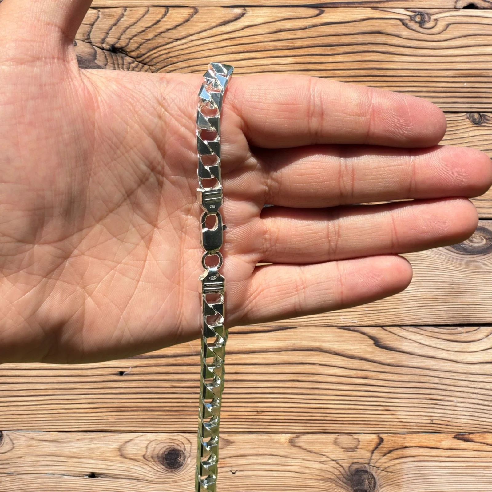 925 Sterling Silver 8mm Square Curb Chain Necklace - Image 4
