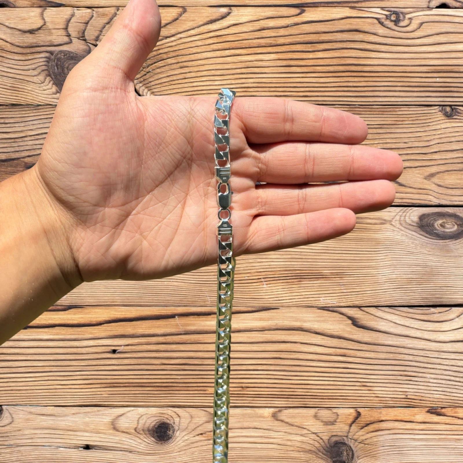 925 Sterling Silver 8mm Square Curb Chain Necklace - Image 5