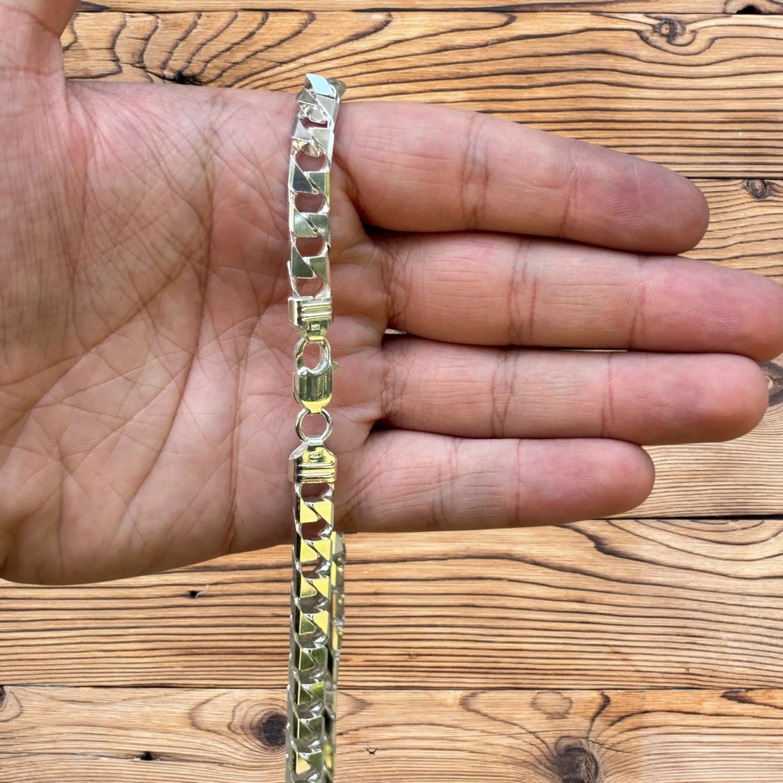 925 Sterling Silver 8mm Square Curb Chain Necklace - Image 7