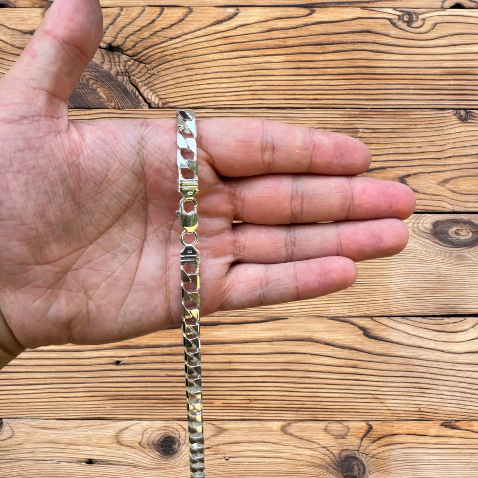 925 Sterling Silver 8mm Square Curb Chain Necklace - Image 8