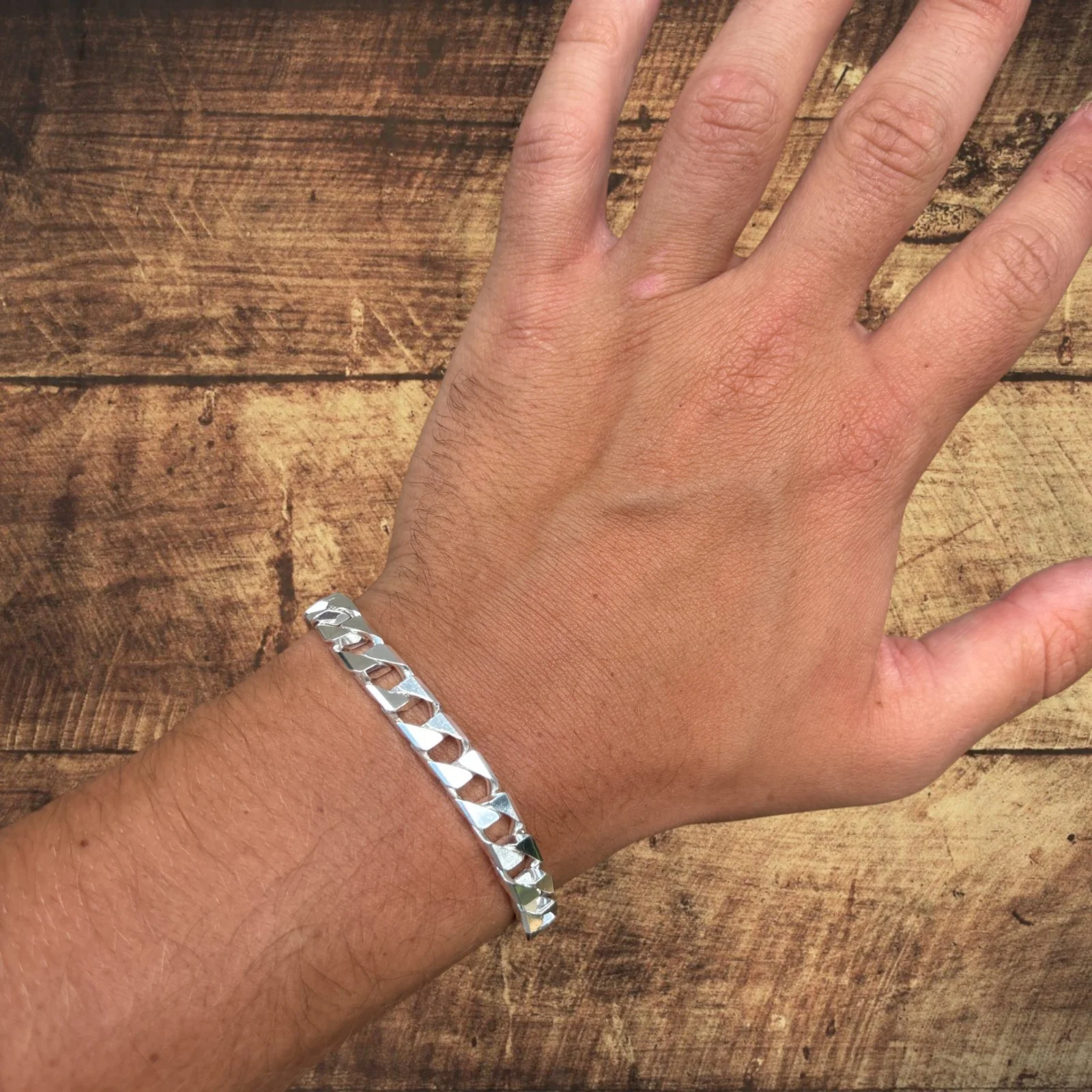 925 Sterling Silver 8mm Square Curb Bracelet - Image 12