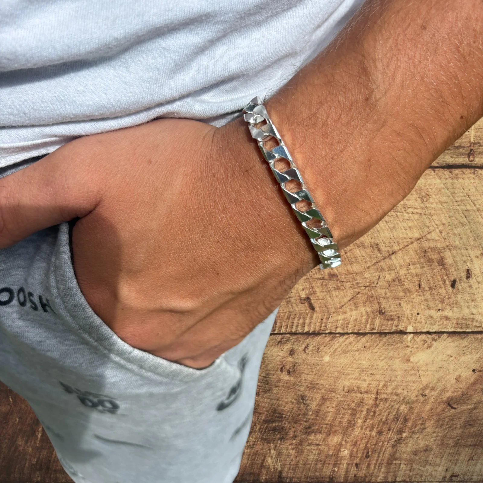 925 Sterling Silver 8mm Square Curb Bracelet - Image 13