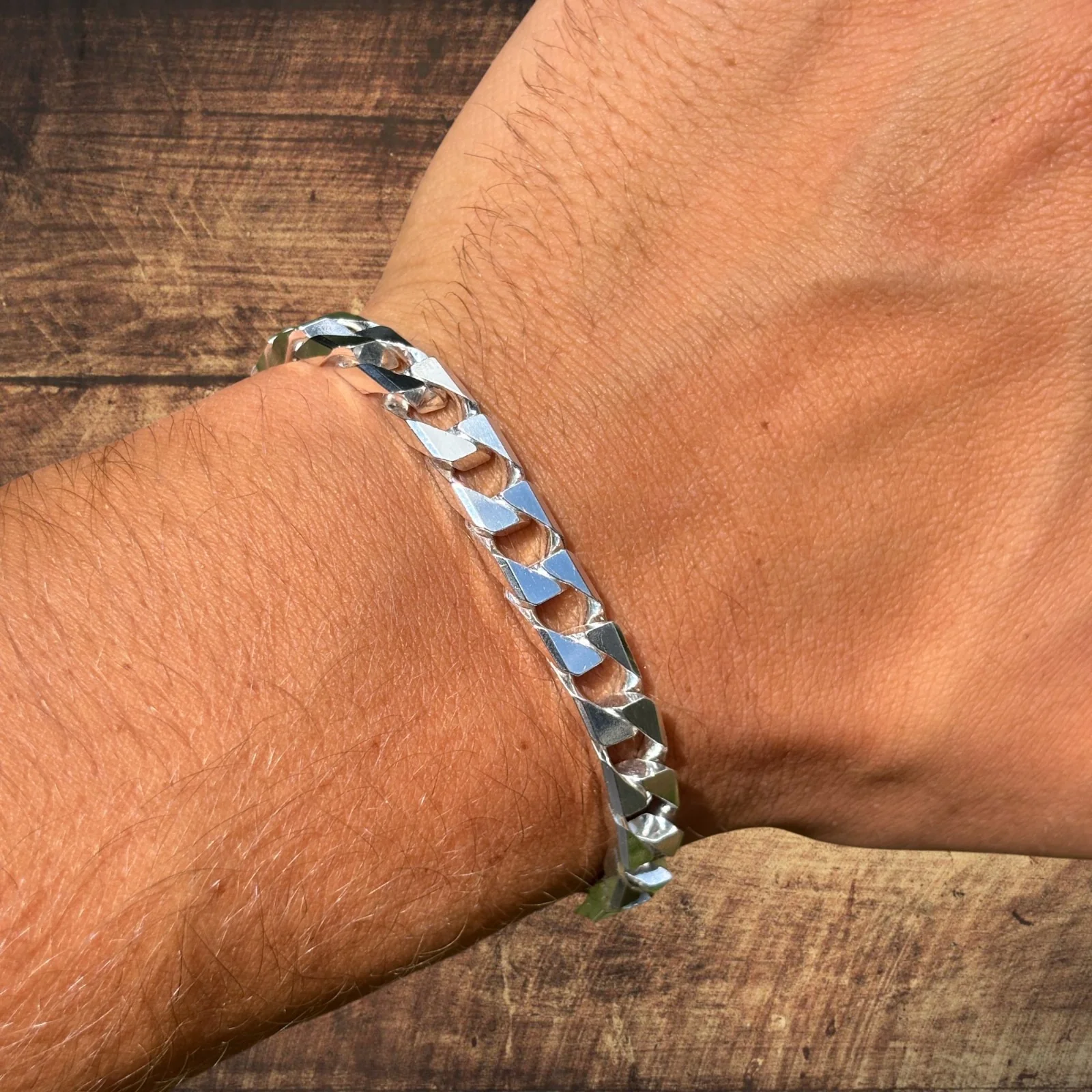 925 Sterling Silver 8mm Square Curb Bracelet - Image 4