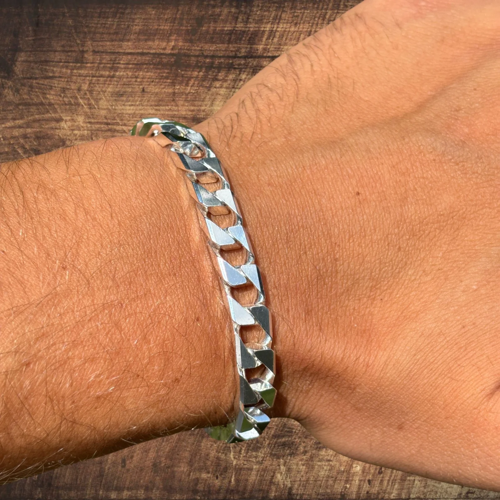 925 Sterling Silver 8mm Square Curb Bracelet - Image 5
