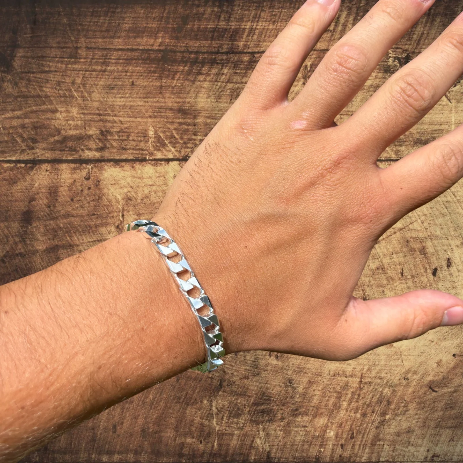 925 Sterling Silver 8mm Square Curb Bracelet - Image 6