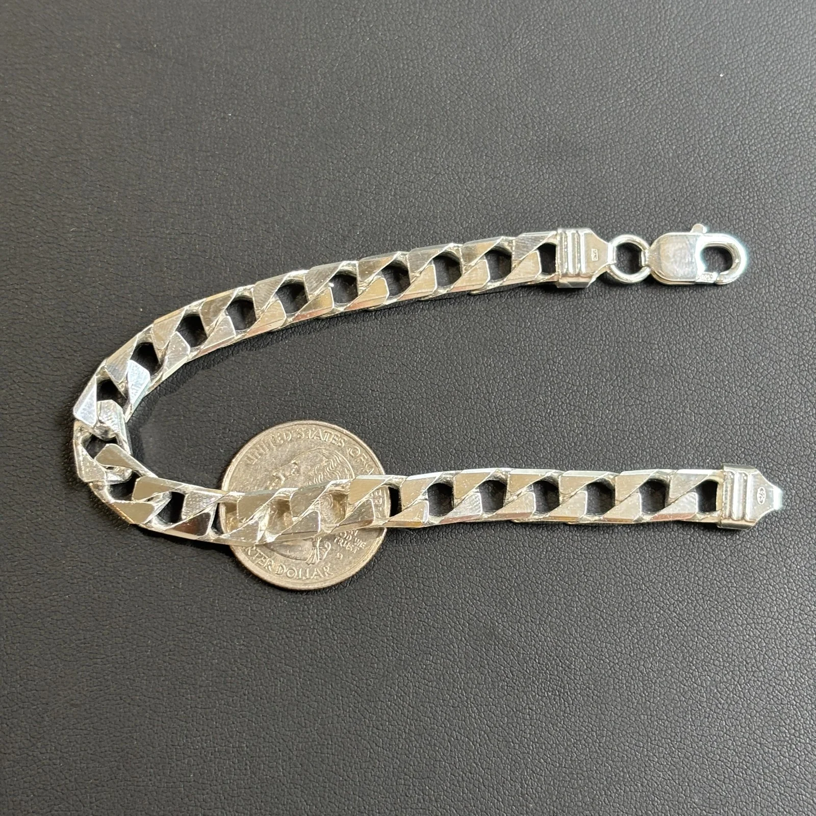 925 Sterling Silver 8mm Square Curb Bracelet - Image 9