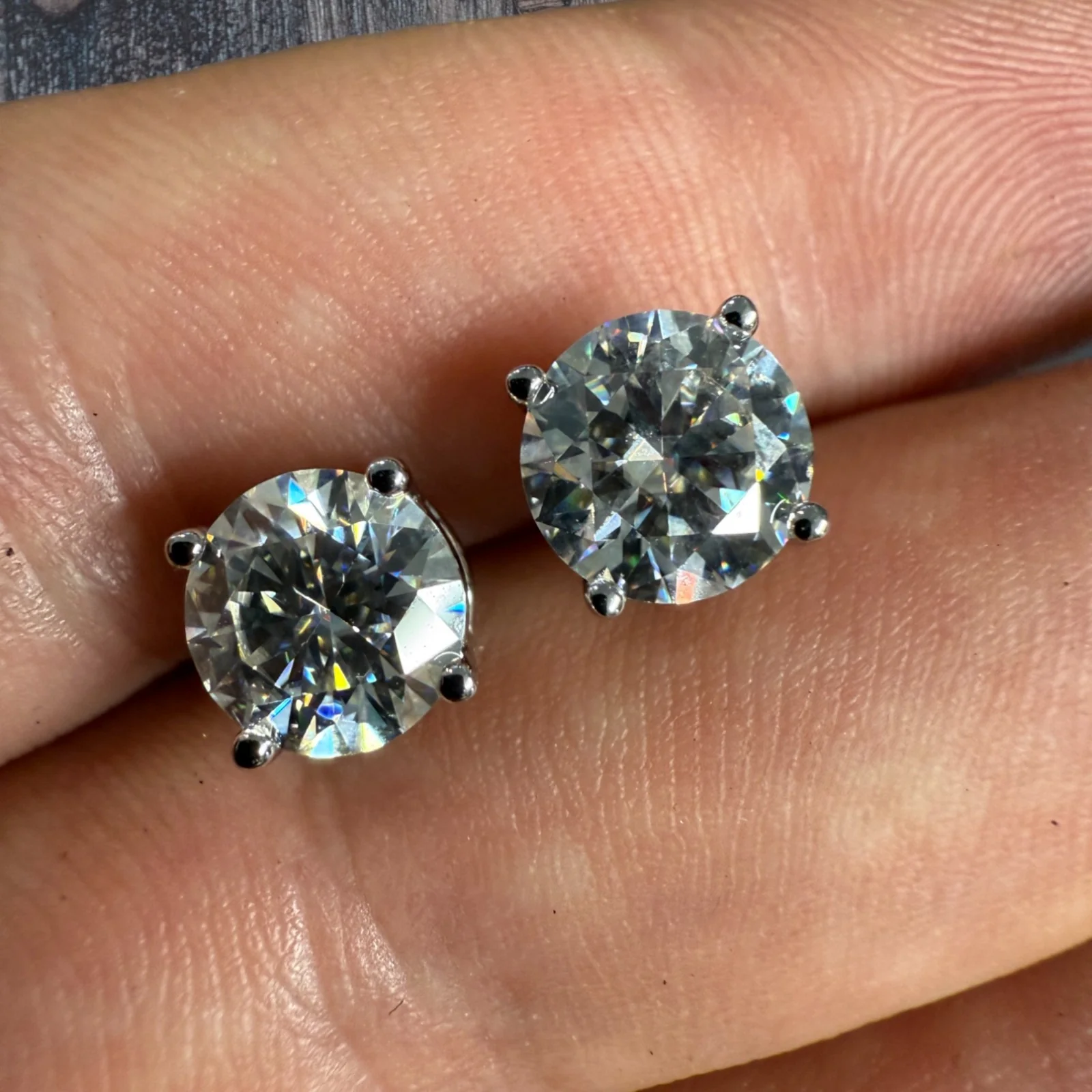 925 Sterling Silver 8mm Moissanite Earrings 4ct TW Studs - Image 11