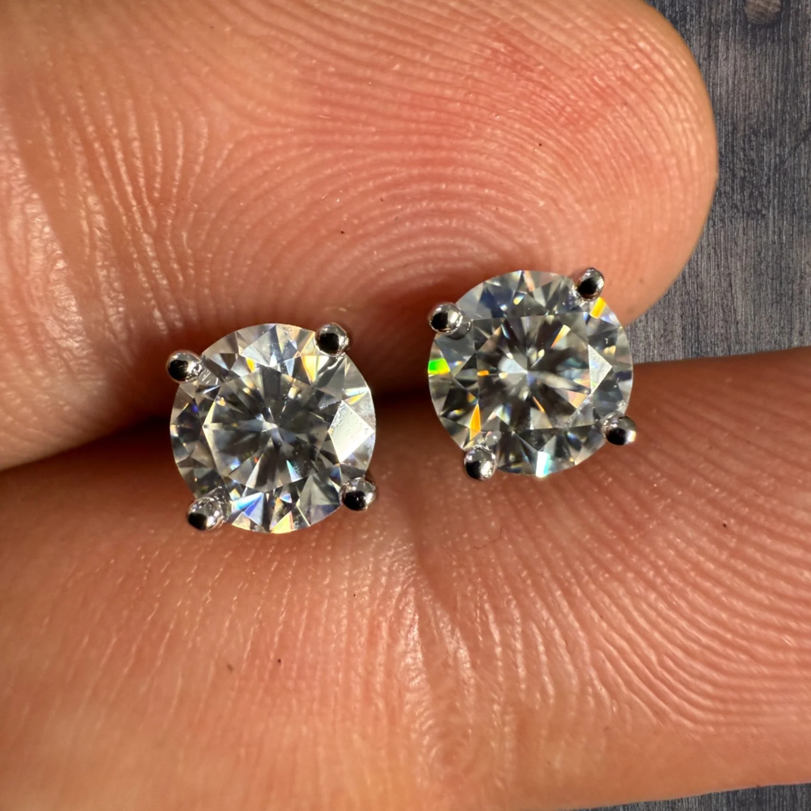 925 Sterling Silver 8mm Moissanite Earrings 4ct TW Studs - Image 12