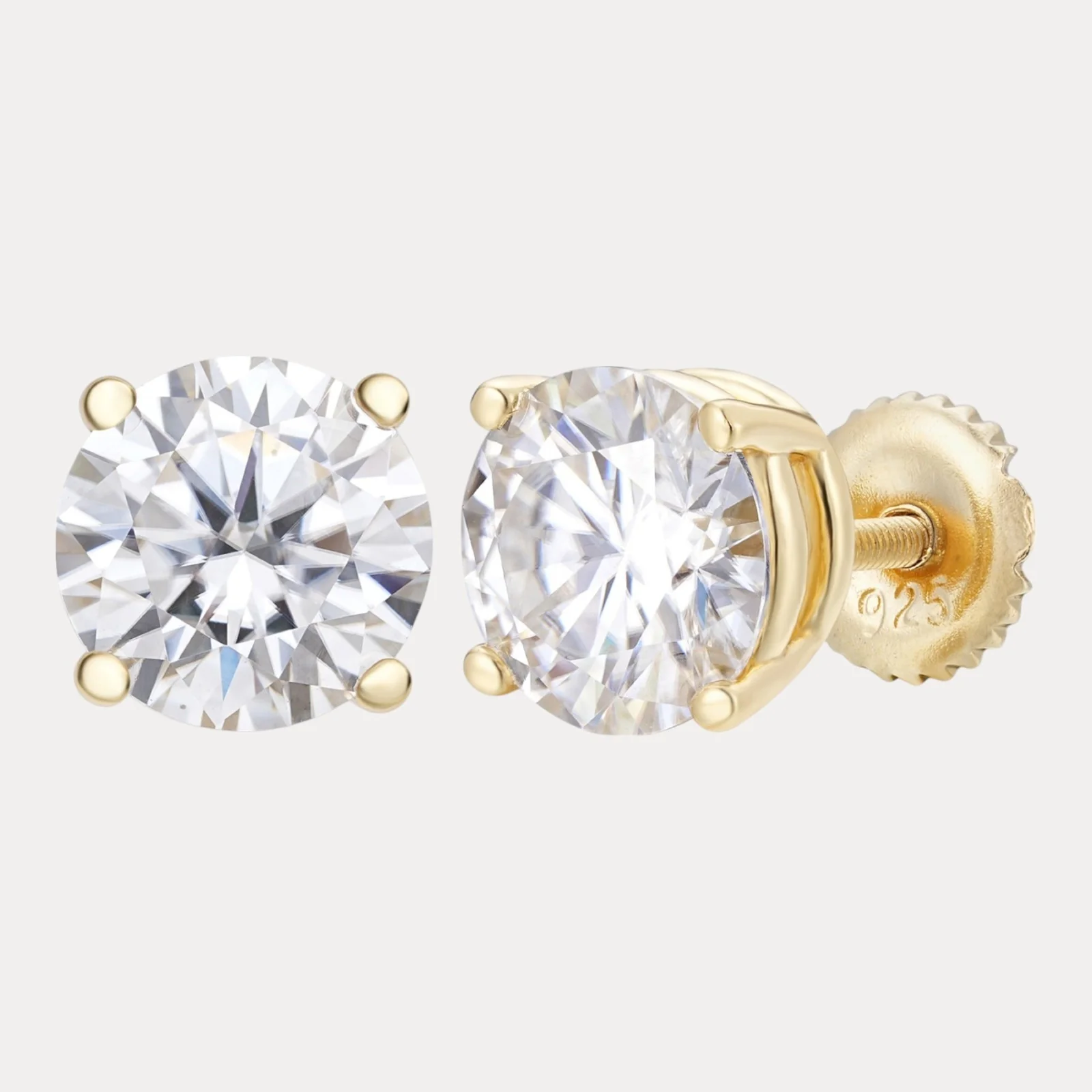 925 Sterling Silver 8mm Moissanite Earrings 4ct TW Studs - Image 3