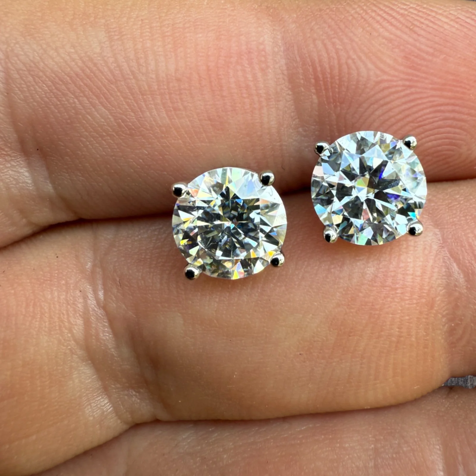 925 Sterling Silver 8mm Moissanite Earrings 4ct TW Studs - Image 5