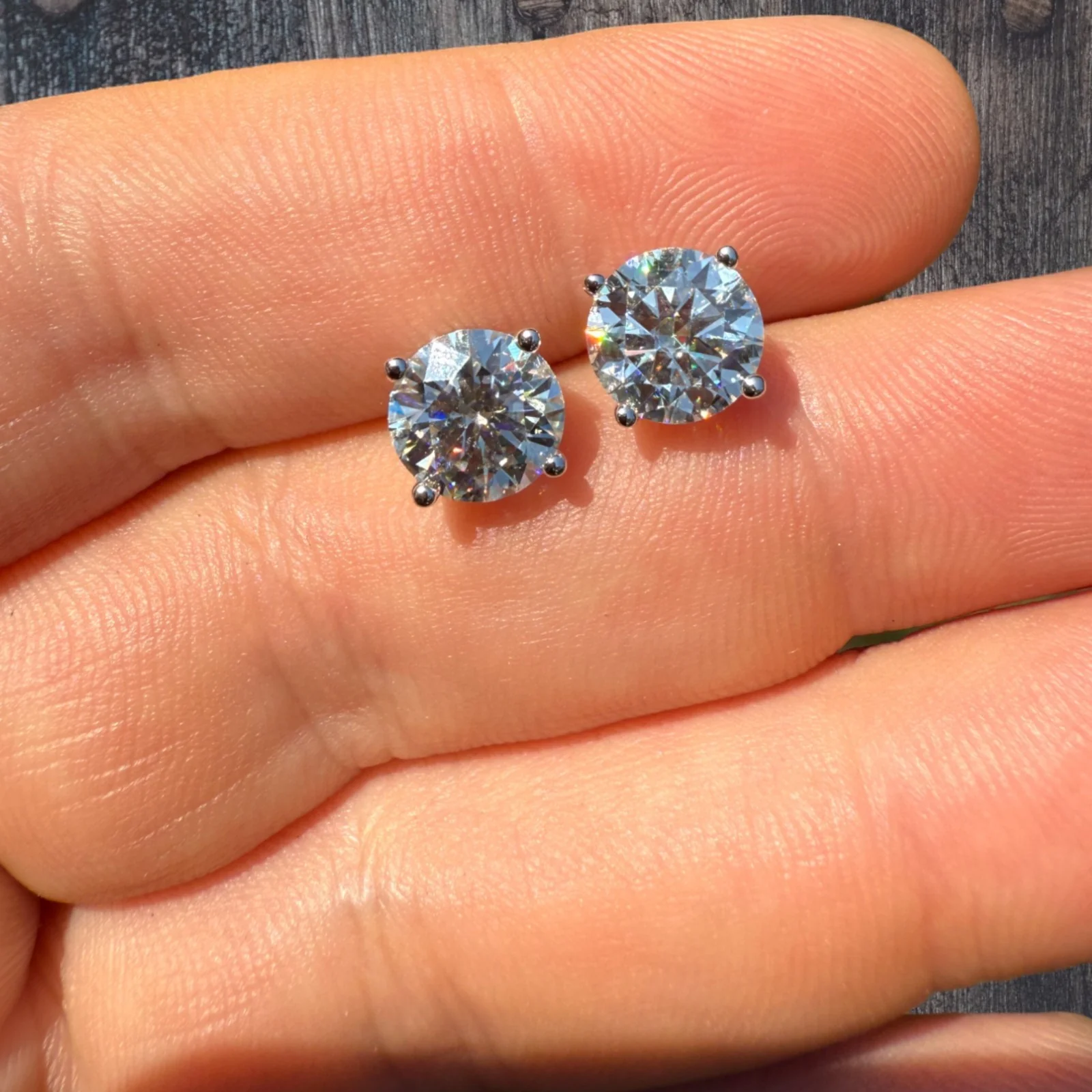 925 Sterling Silver 8mm Moissanite Earrings 4ct TW Studs - Image 8