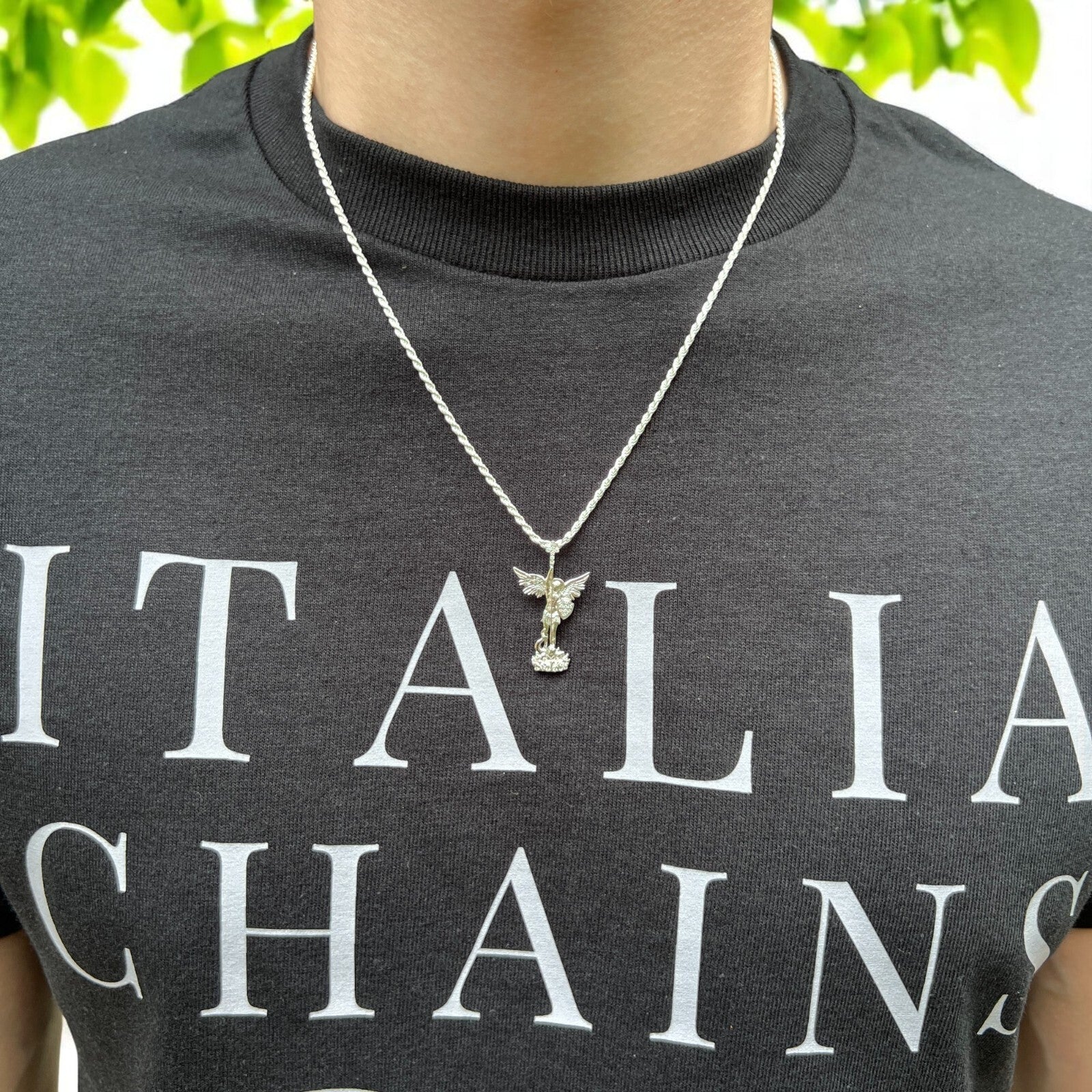 925 Sterling Silver St Michael Pendant With Moissanite - Small - Image 8