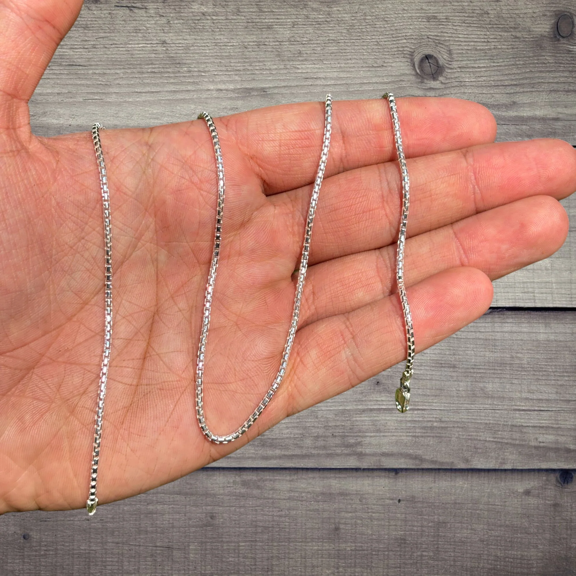 925 Sterling Silver 1.8mm Rounded Box Chain Necklace - Image 4