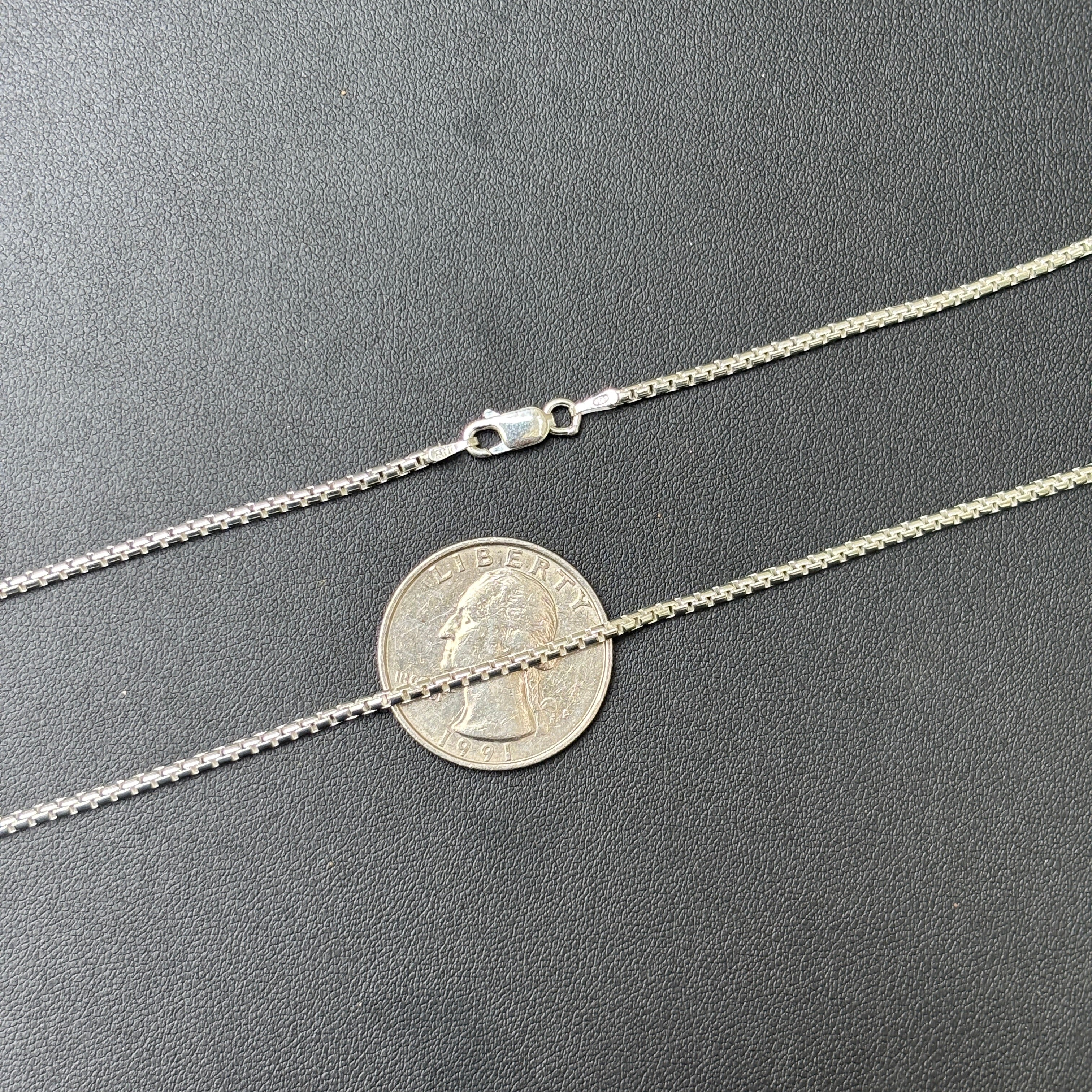 925 Sterling Silver 1.8mm Rounded Box Chain Necklace - Image 9