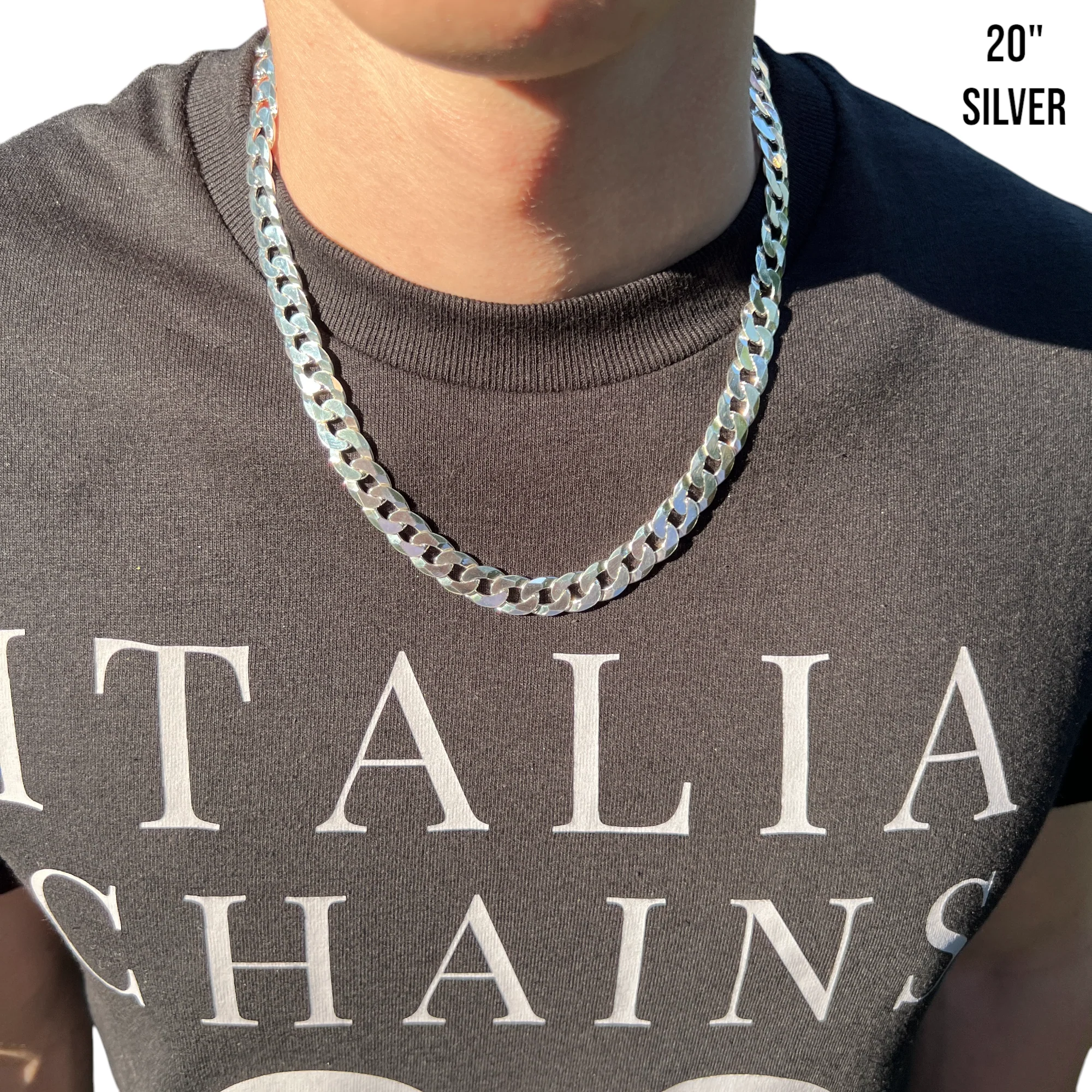 925 Sterling Silver 10.5mm Flat Curb Cuban Chain Necklace - Image 11