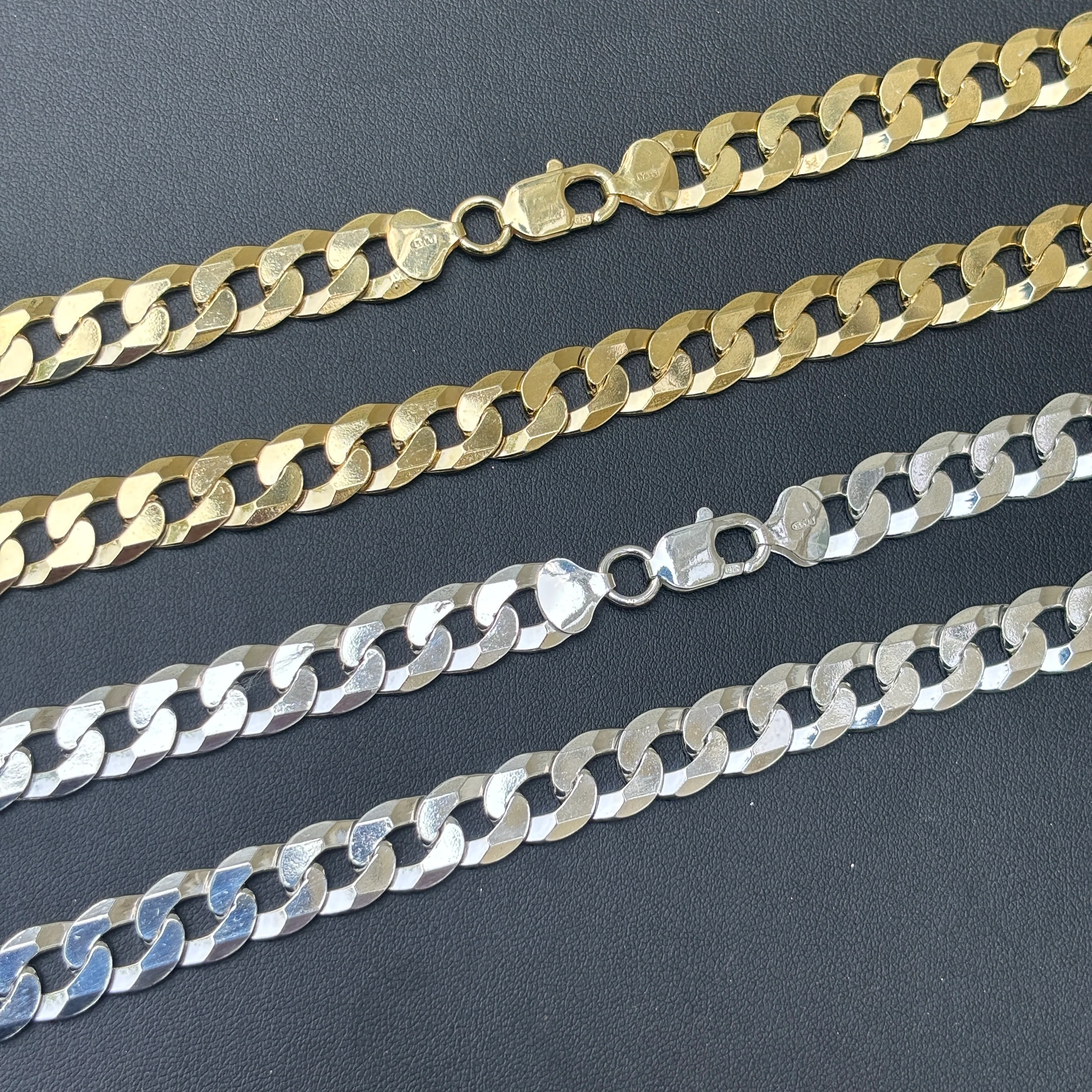925 Sterling Silver 10.5mm Flat Curb Cuban Chain Necklace - Image 9