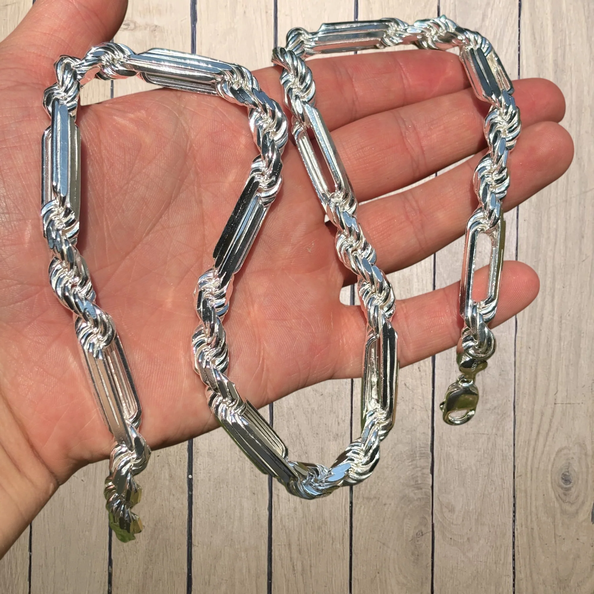 925 Sterling Silver 10mm Figarope Milano Chain Necklace - Image 4