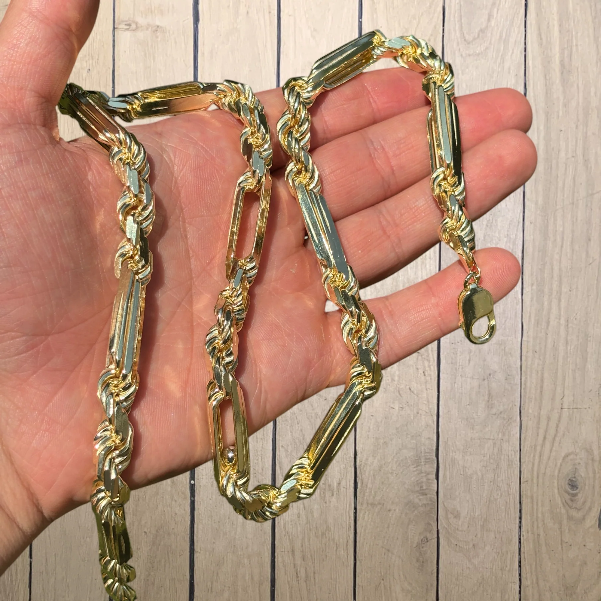 925 Sterling Silver 10mm Figarope Milano Chain Necklace - Image 5