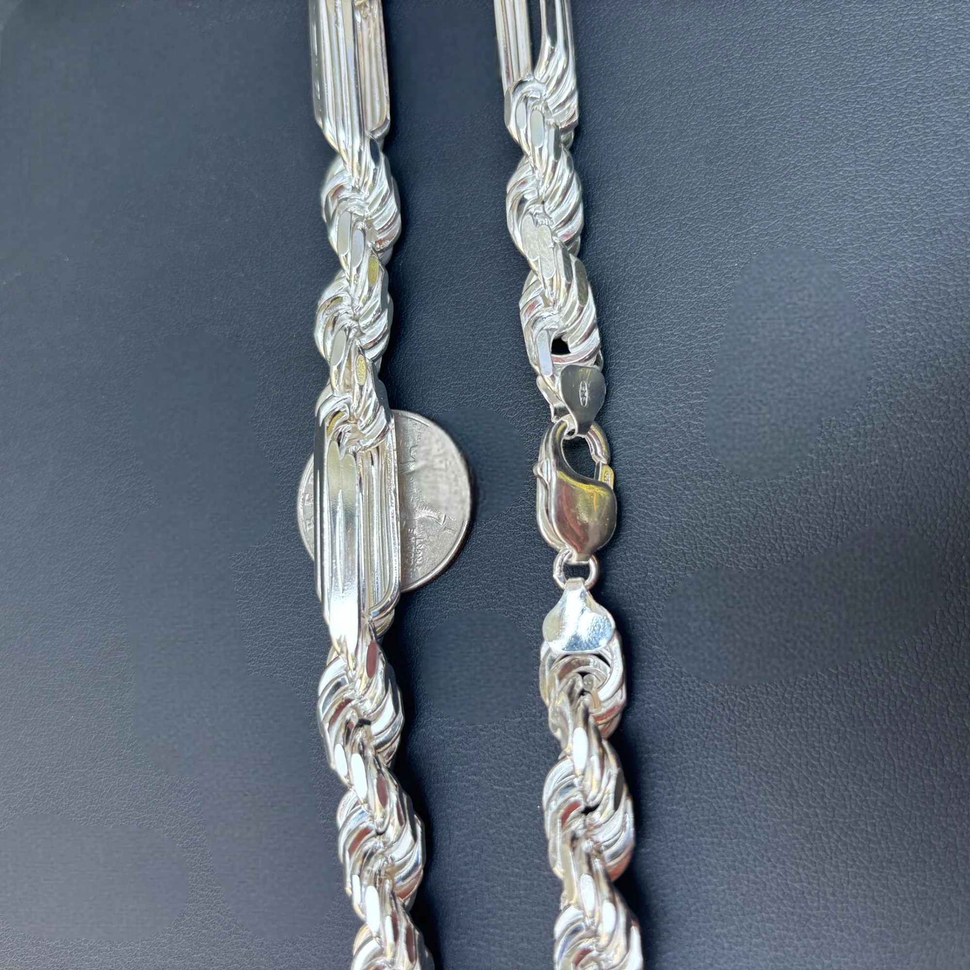 925 Sterling Silver 10mm Figarope Milano Chain Necklace - Image 9