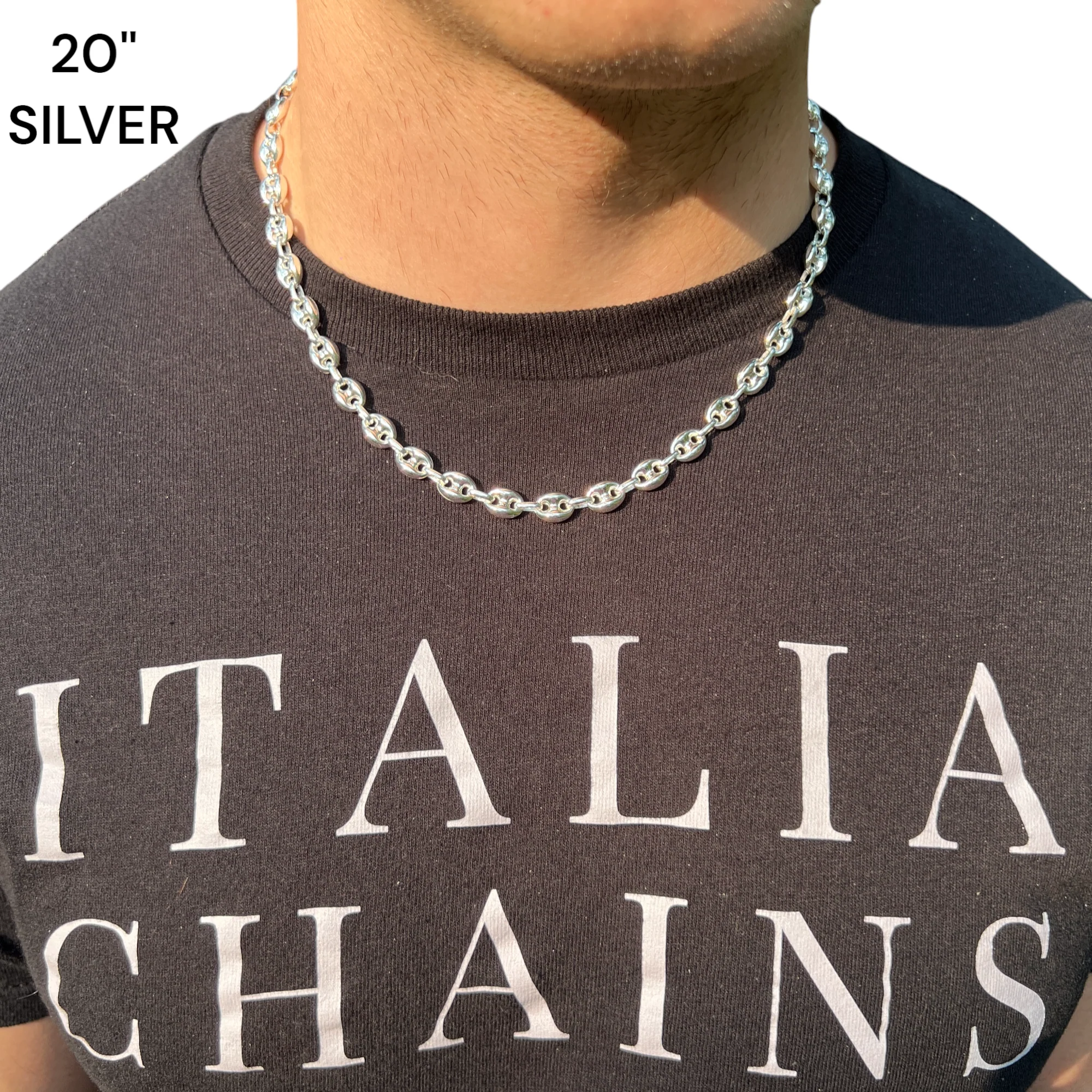 925 Sterling Silver 12mm Puffed Gucci Chain Necklace - Image 11