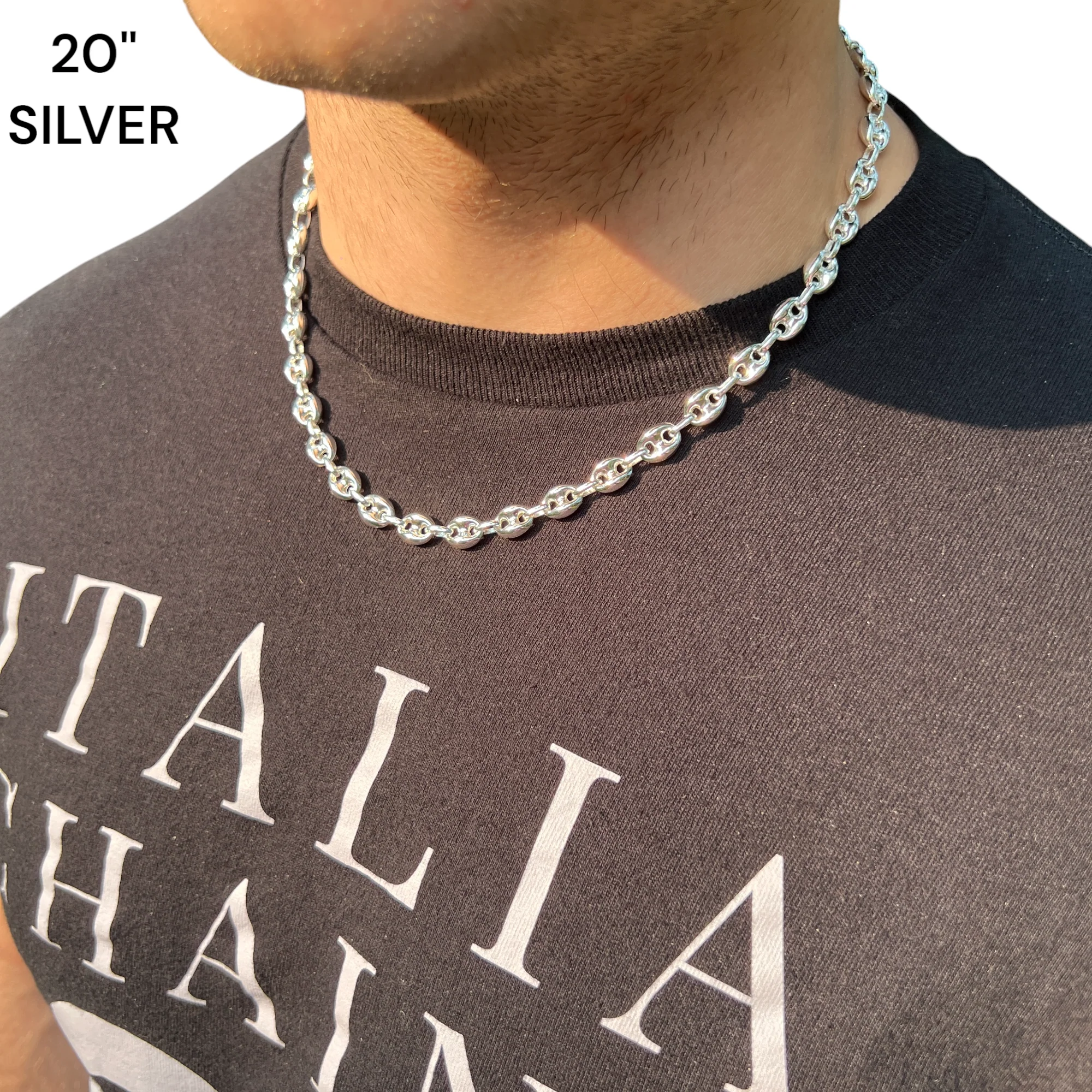 925 Sterling Silver 12mm Puffed Gucci Chain Necklace - Image 12