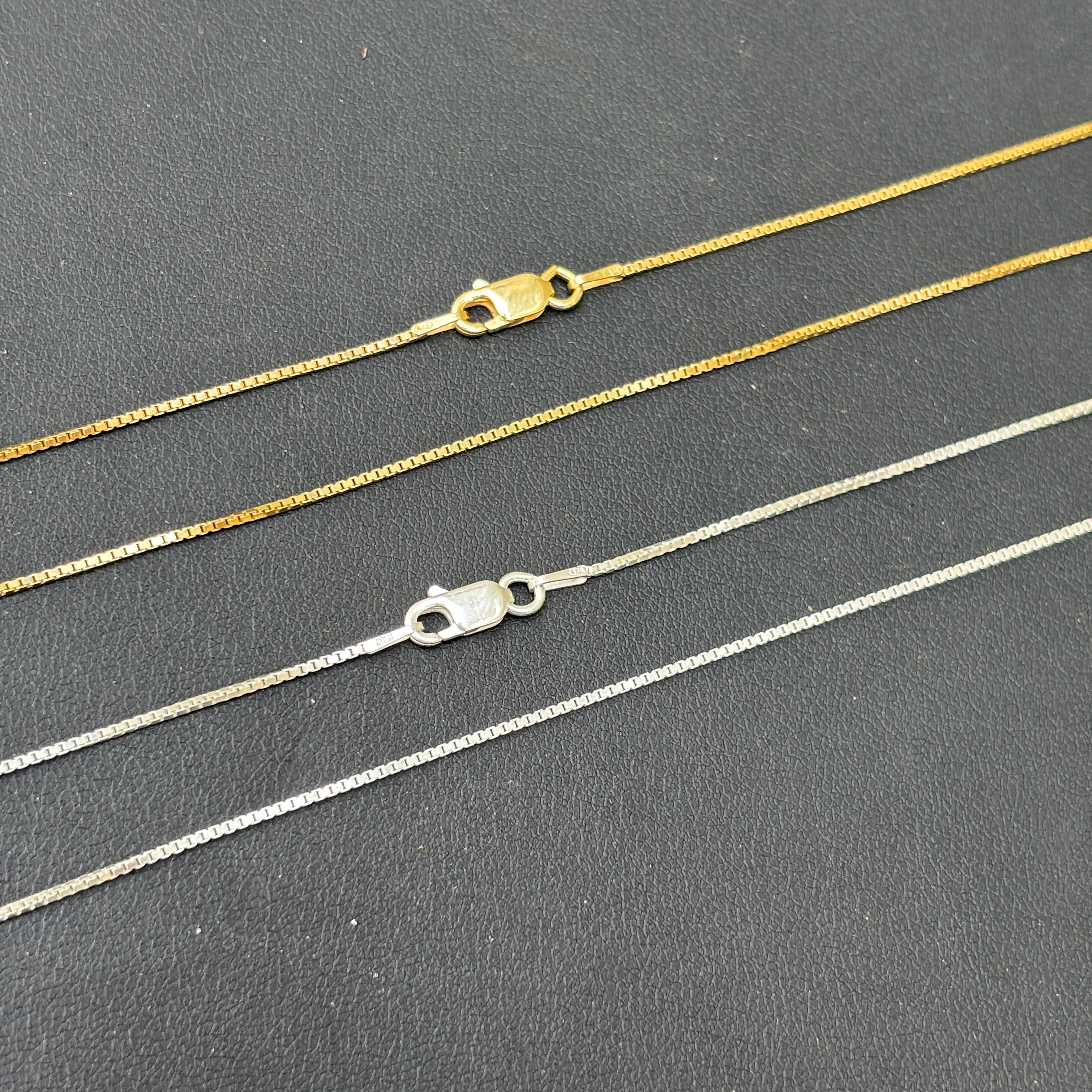 925 Sterling Silver 1mm Box Chain Necklace - Image 3
