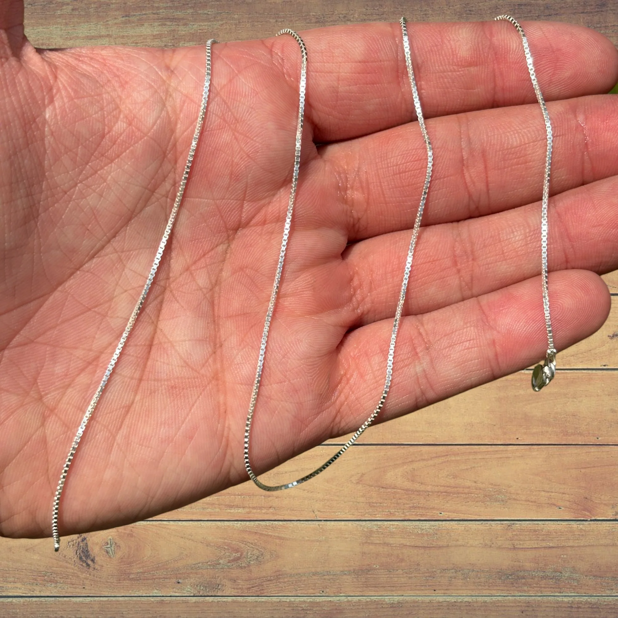 925 Sterling Silver 1mm Box Chain Necklace - Image 5