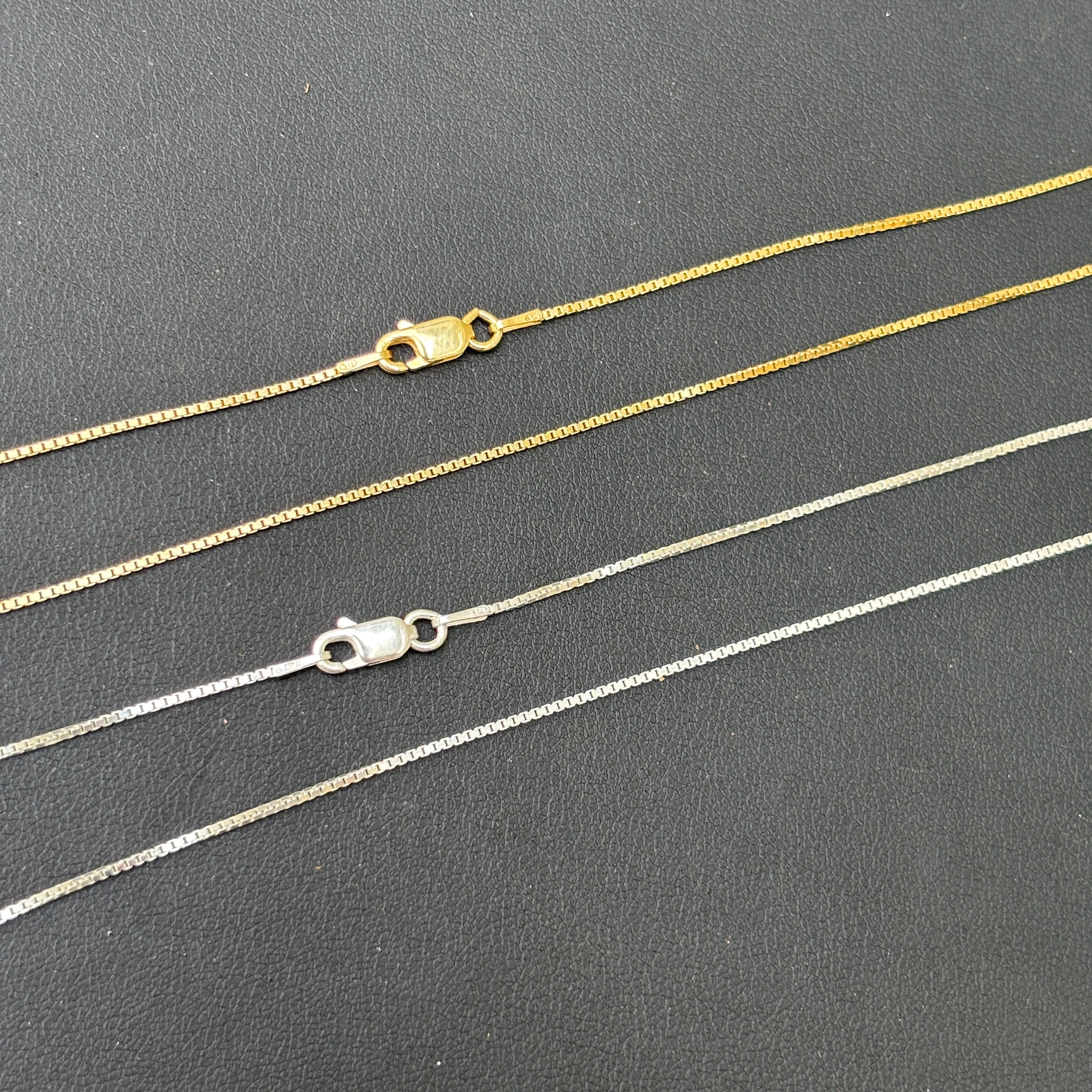 925 Sterling Silver 1mm Box Chain Necklace - Image 8