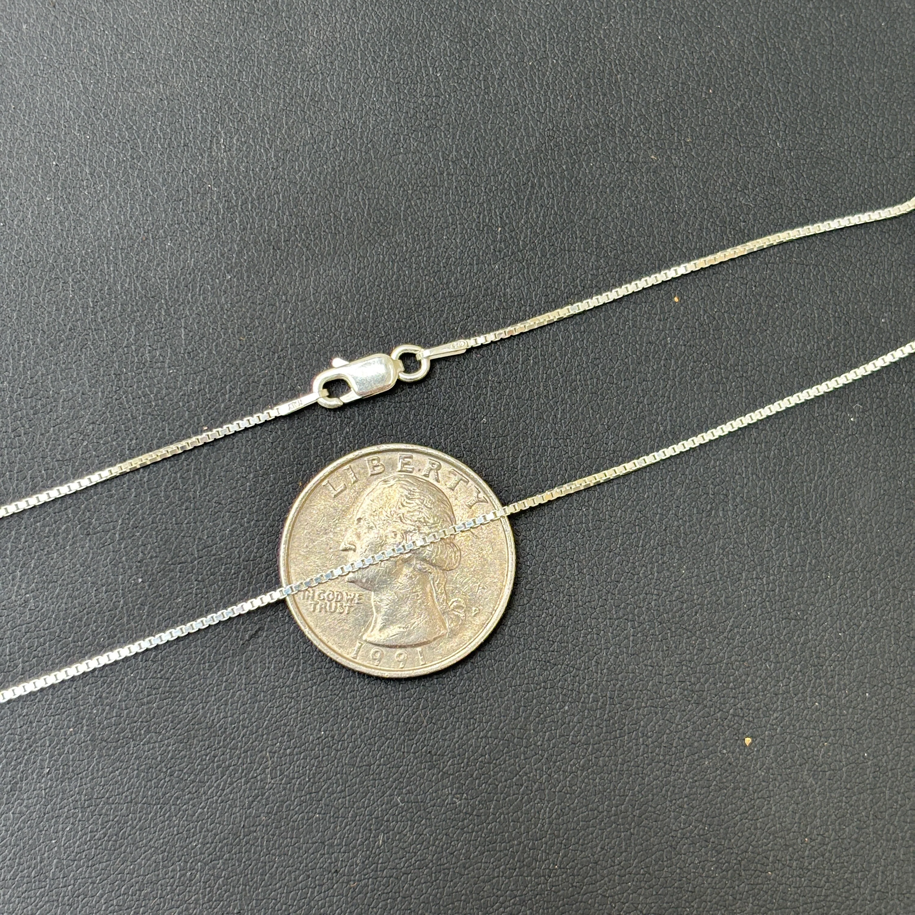925 Sterling Silver 1mm Box Chain Necklace - Image 9