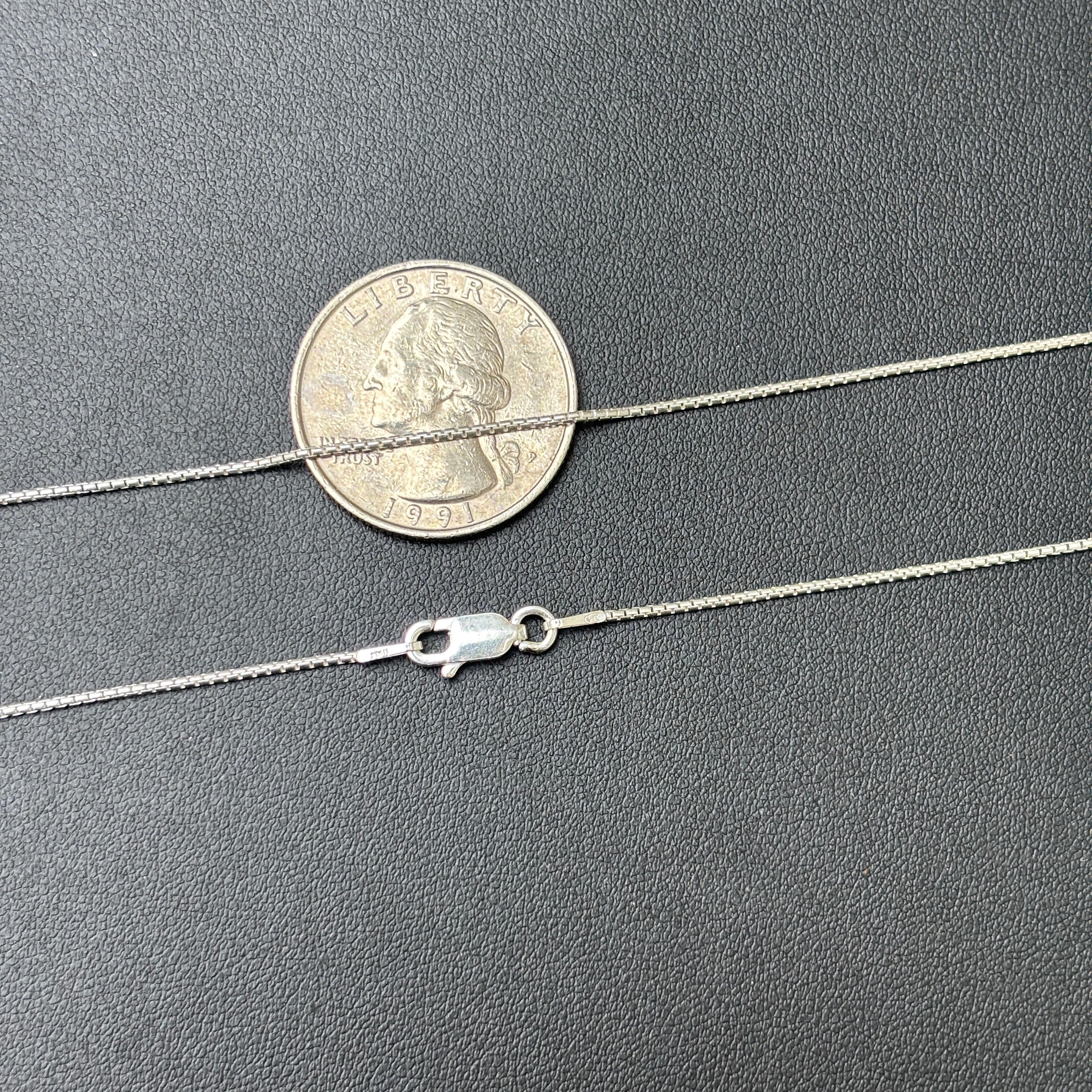 925 Sterling Silver 1mm Rounded Box Chain Necklace - Image 10