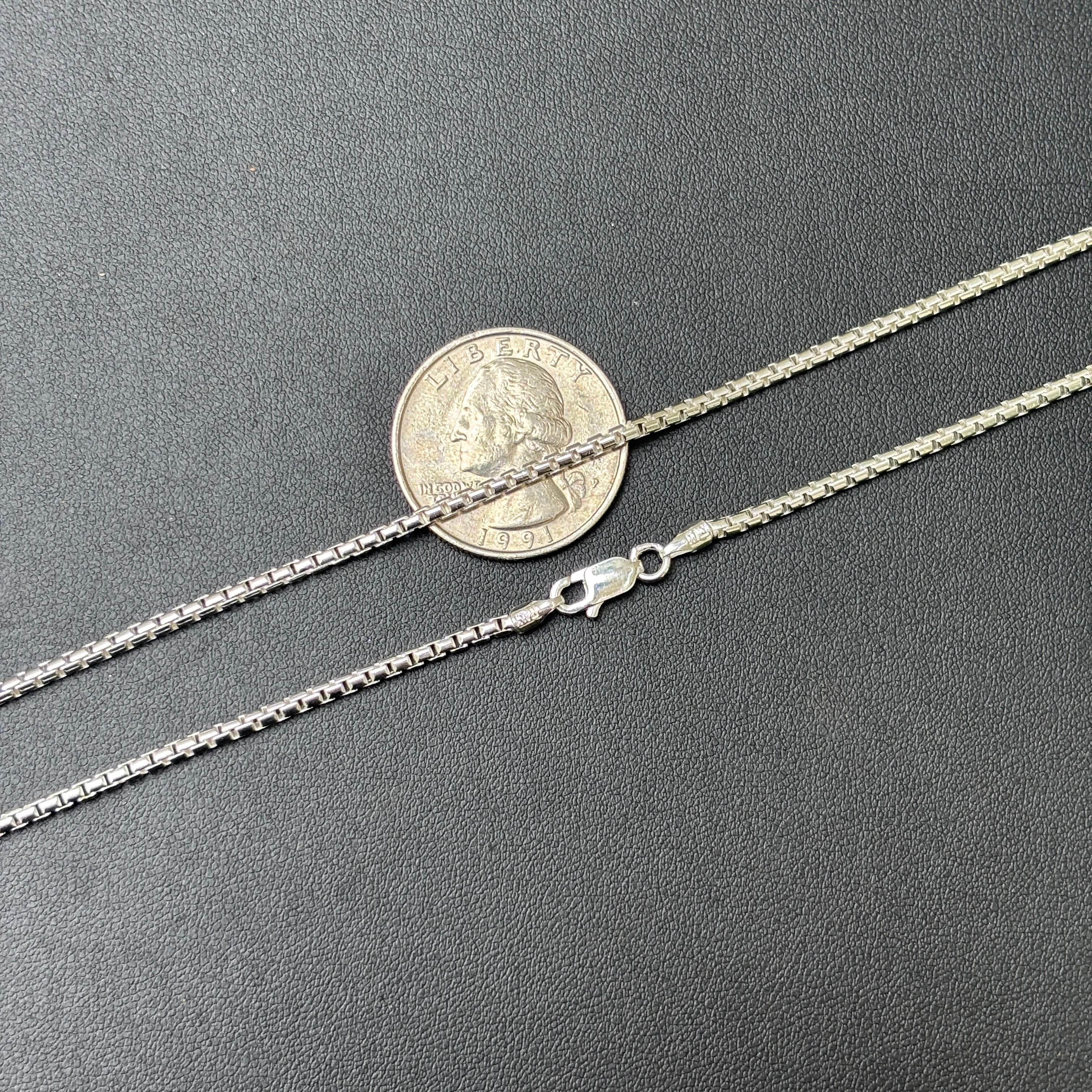 925 Sterling Silver 2mm Rounded Box Chain Necklace - Image 10