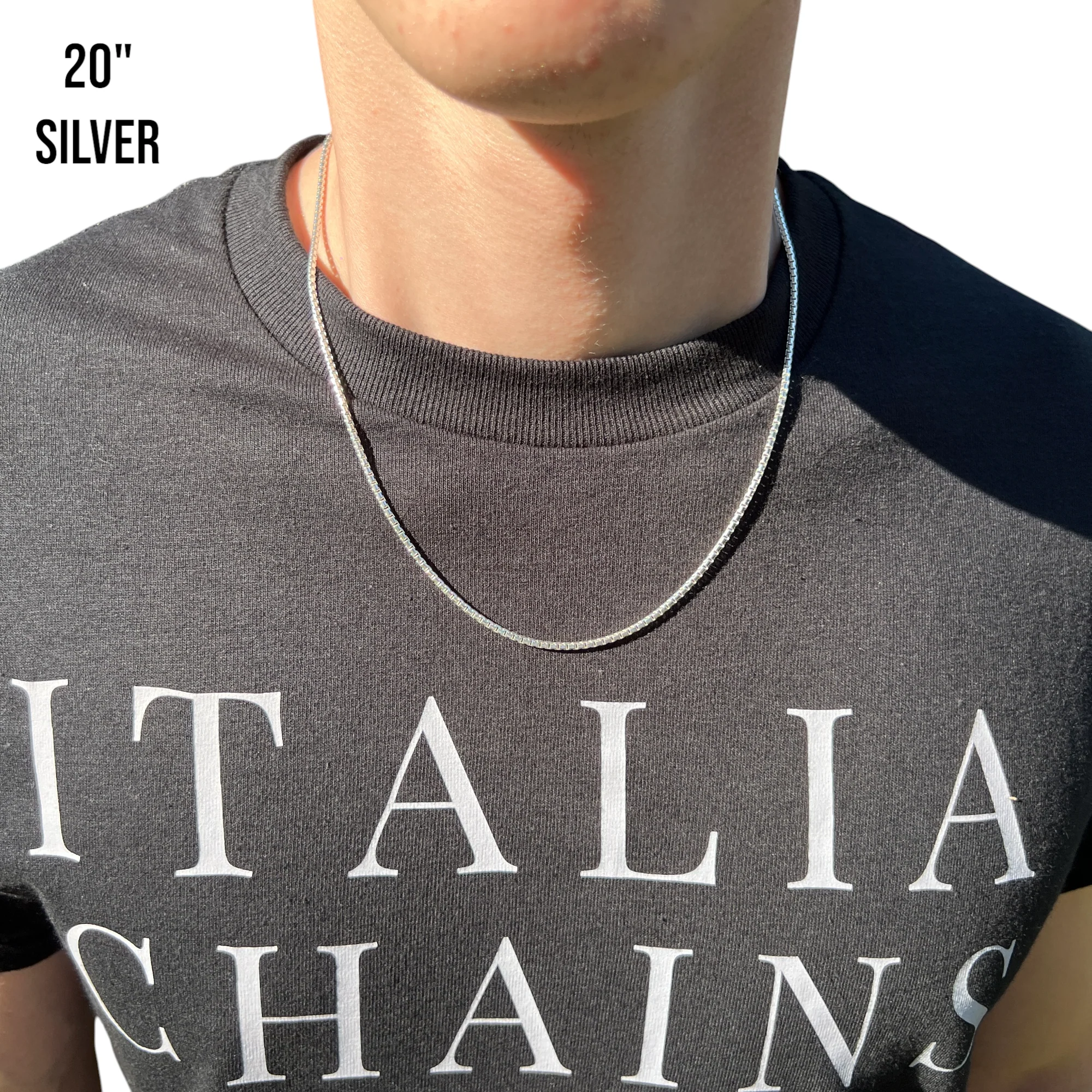 925 Sterling Silver 2mm Rounded Box Chain Necklace - Image 11