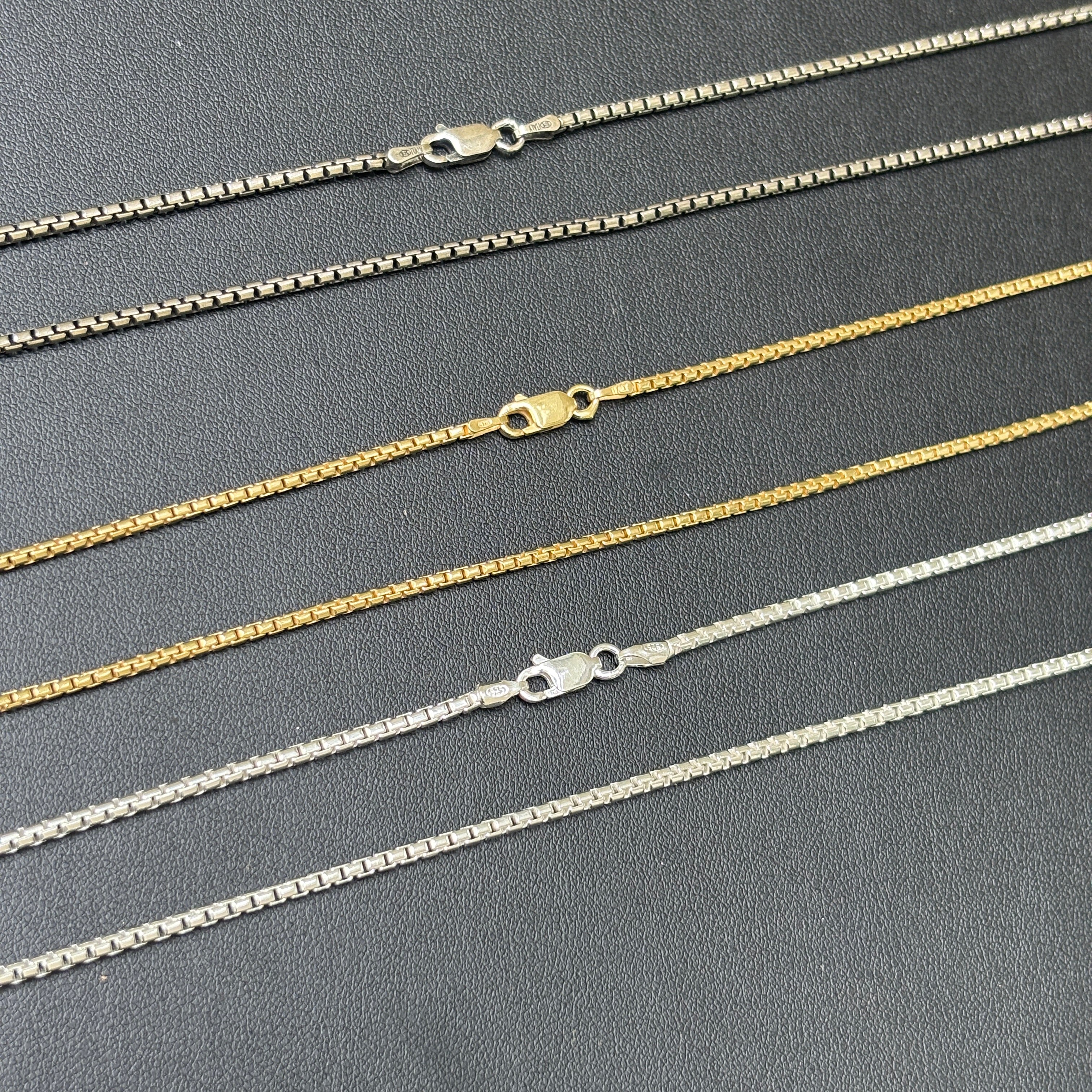 925 Sterling Silver 2mm Rounded Box Chain Necklace - Image 3