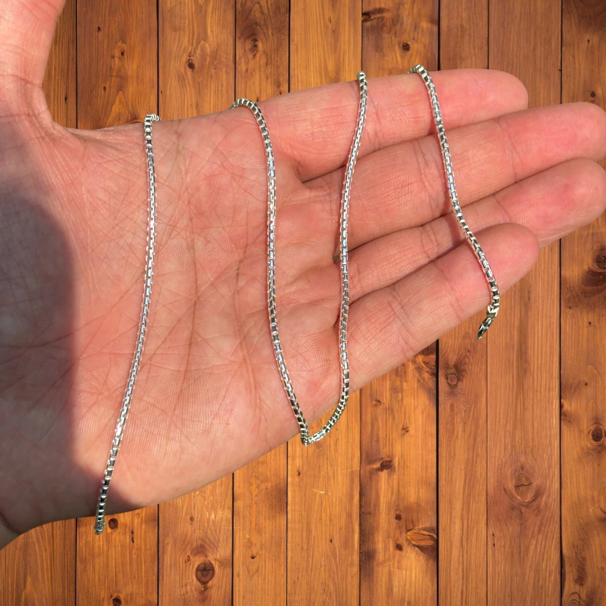 925 Sterling Silver 2mm Rounded Box Chain Necklace - Image 4