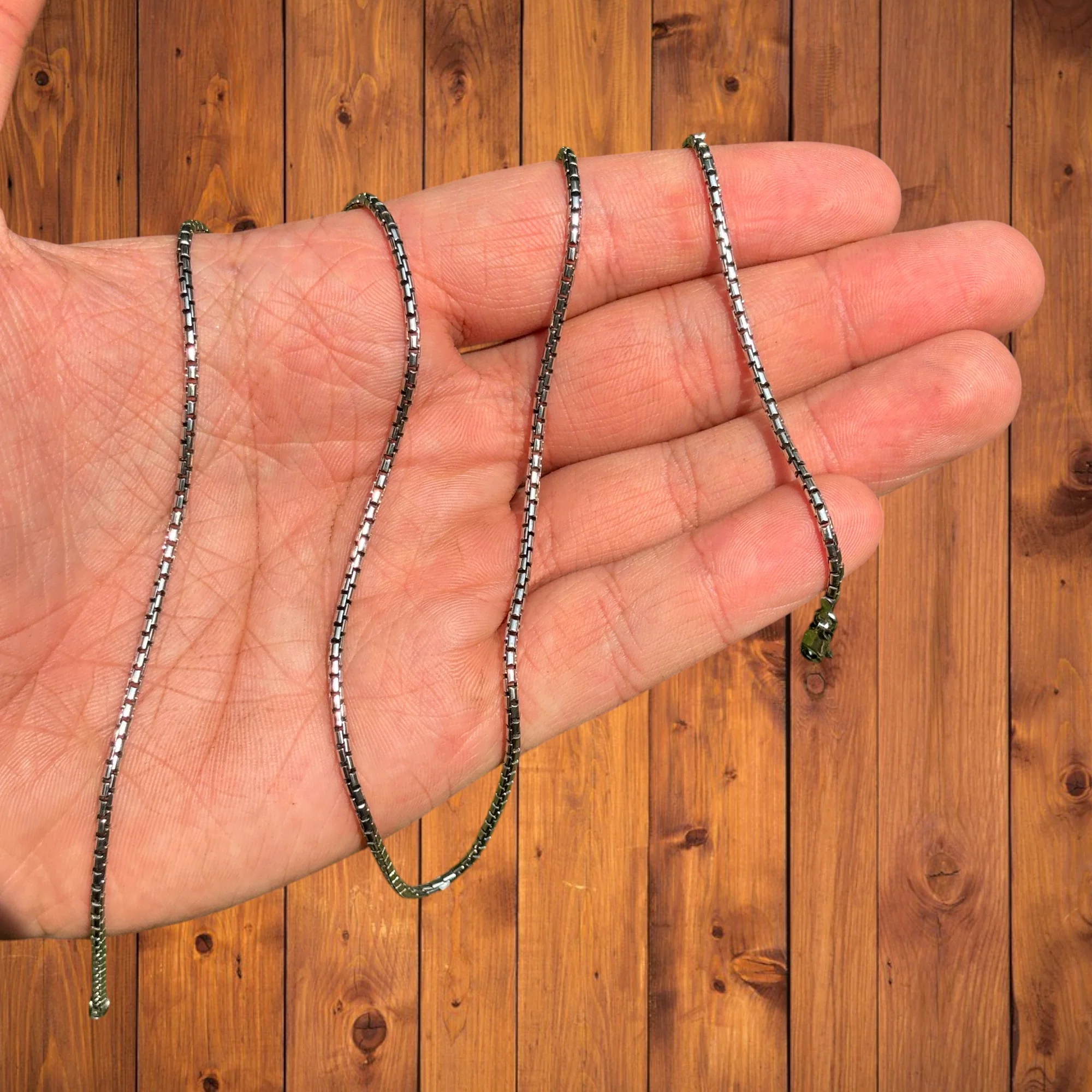 925 Sterling Silver 2mm Rounded Box Chain Necklace - Image 6