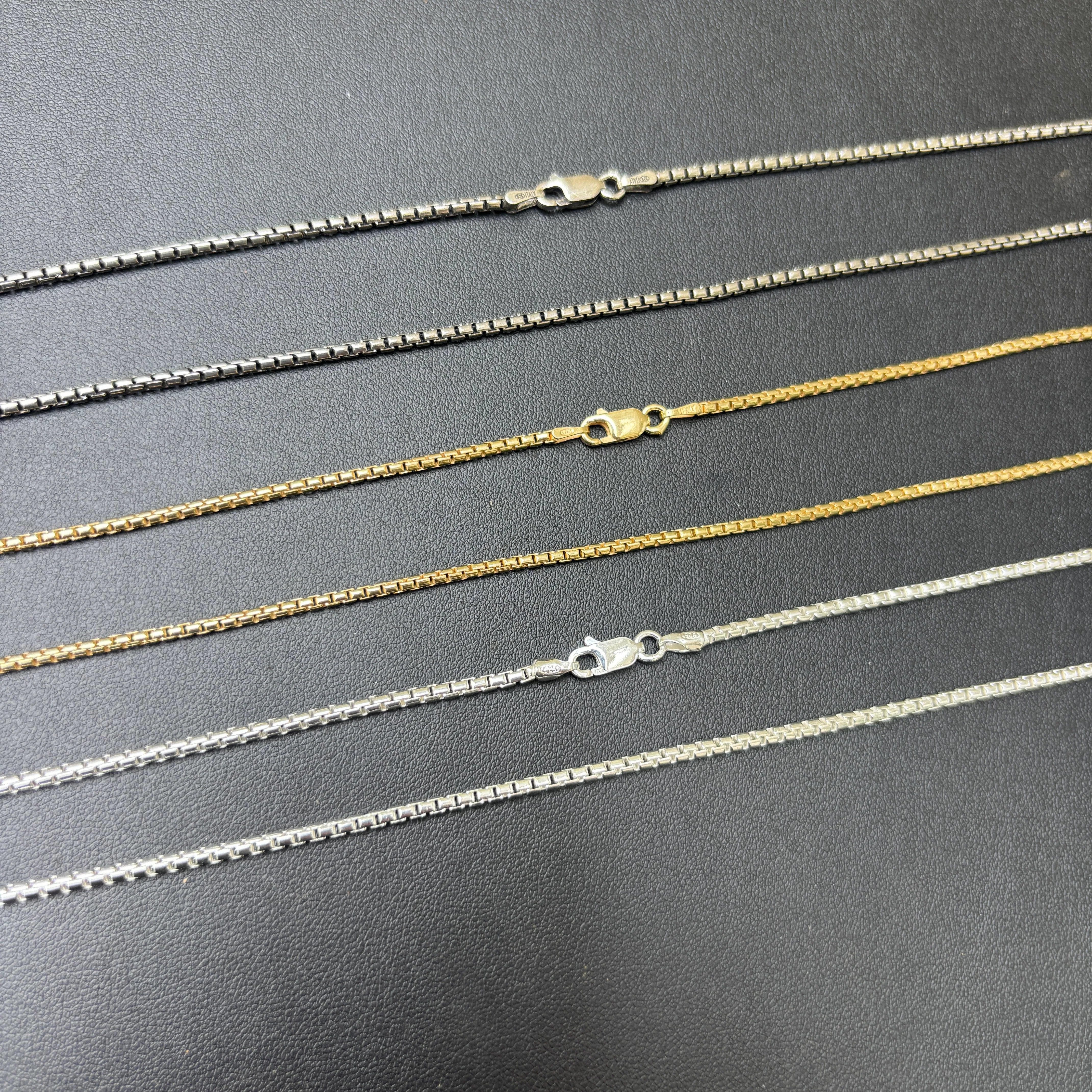 925 Sterling Silver 2mm Rounded Box Chain Necklace - Image 9