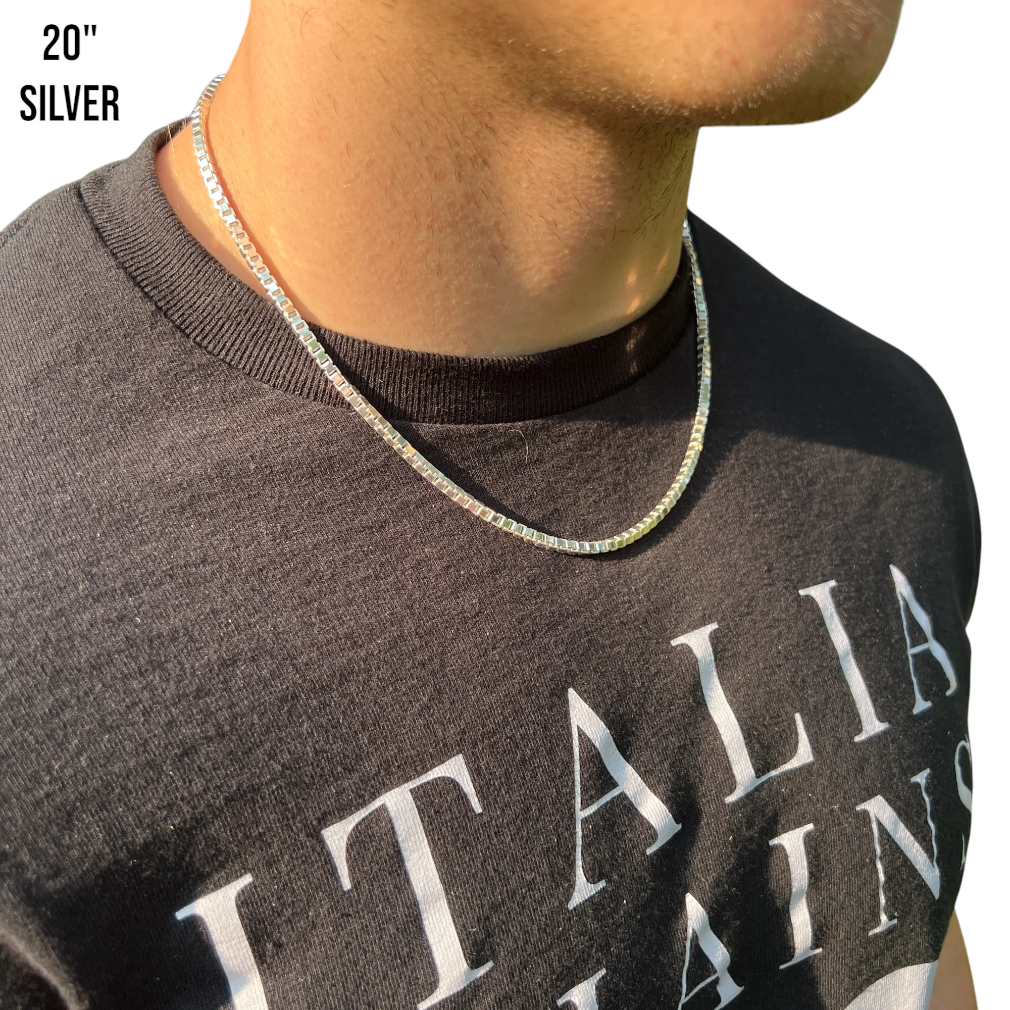 925 Sterling Silver 3mm Box Chain Necklace - Image 10