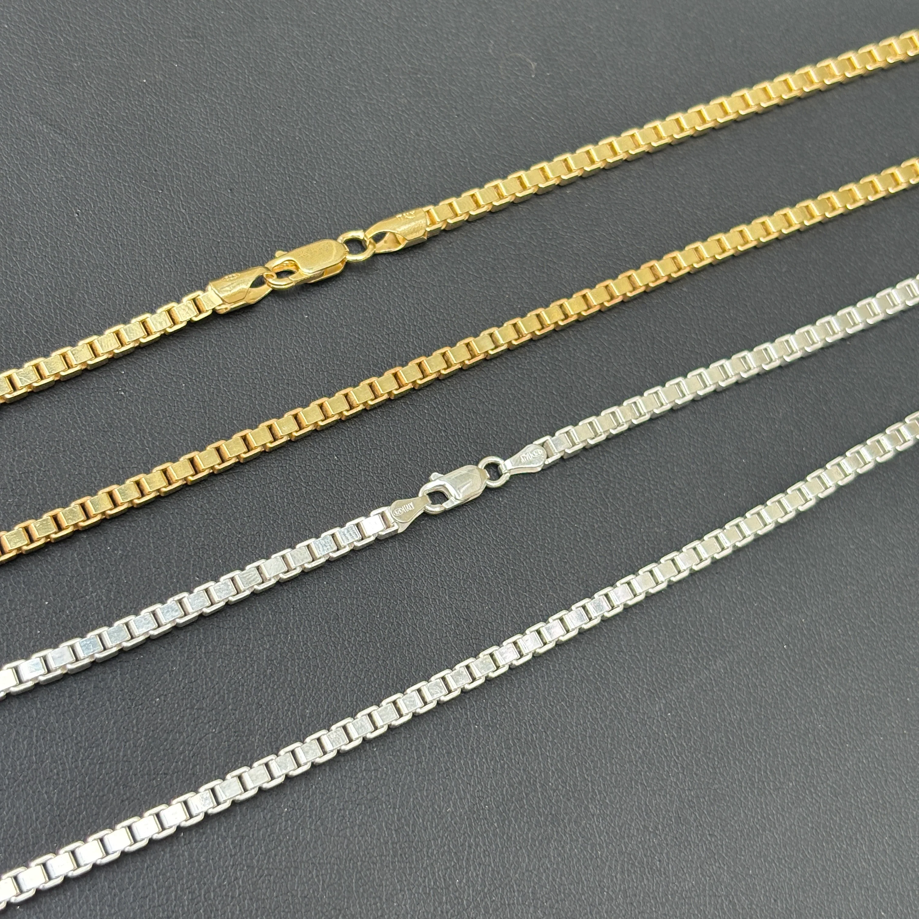 925 Sterling Silver 3mm Box Chain Necklace - Image 3