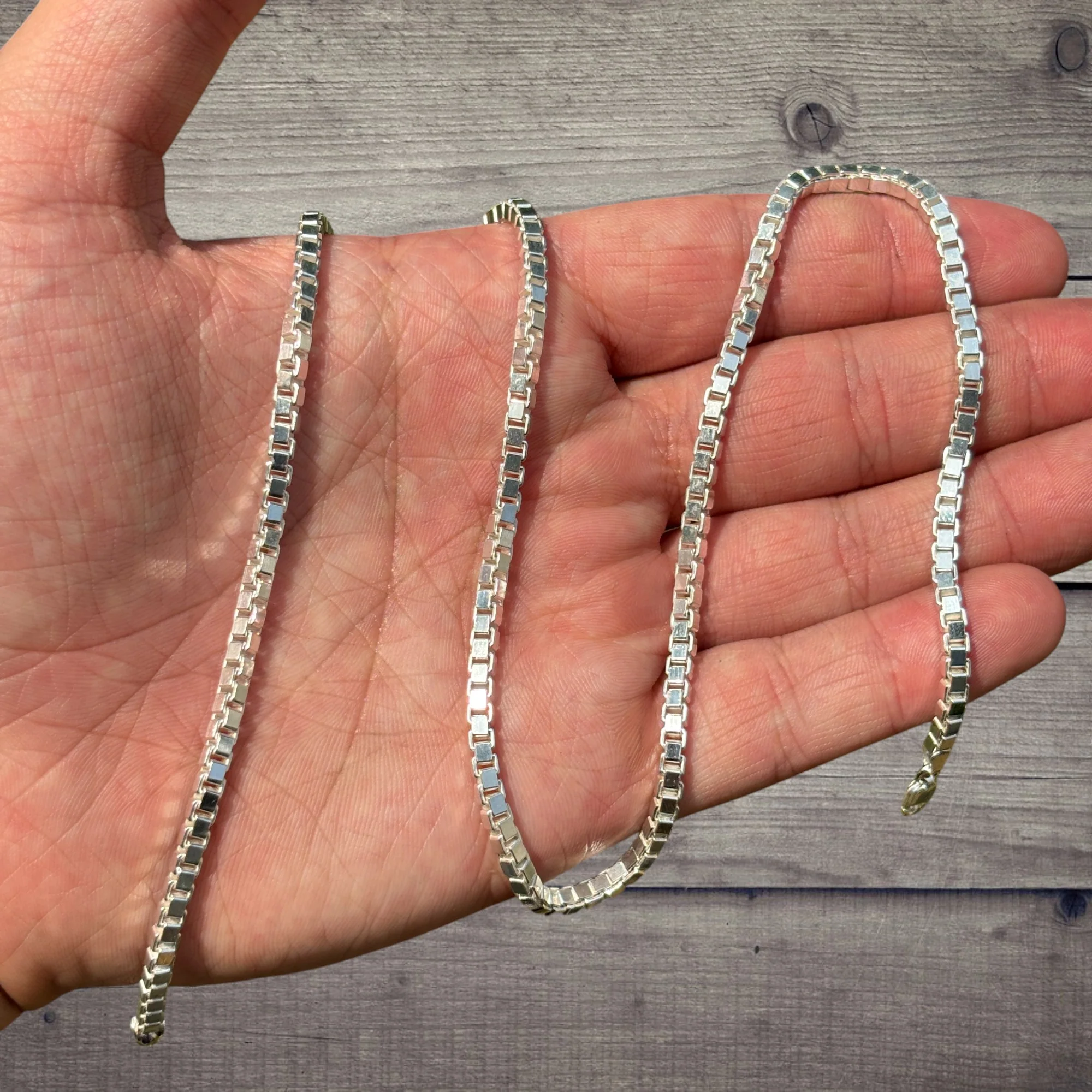 925 Sterling Silver 3mm Box Chain Necklace - Image 4