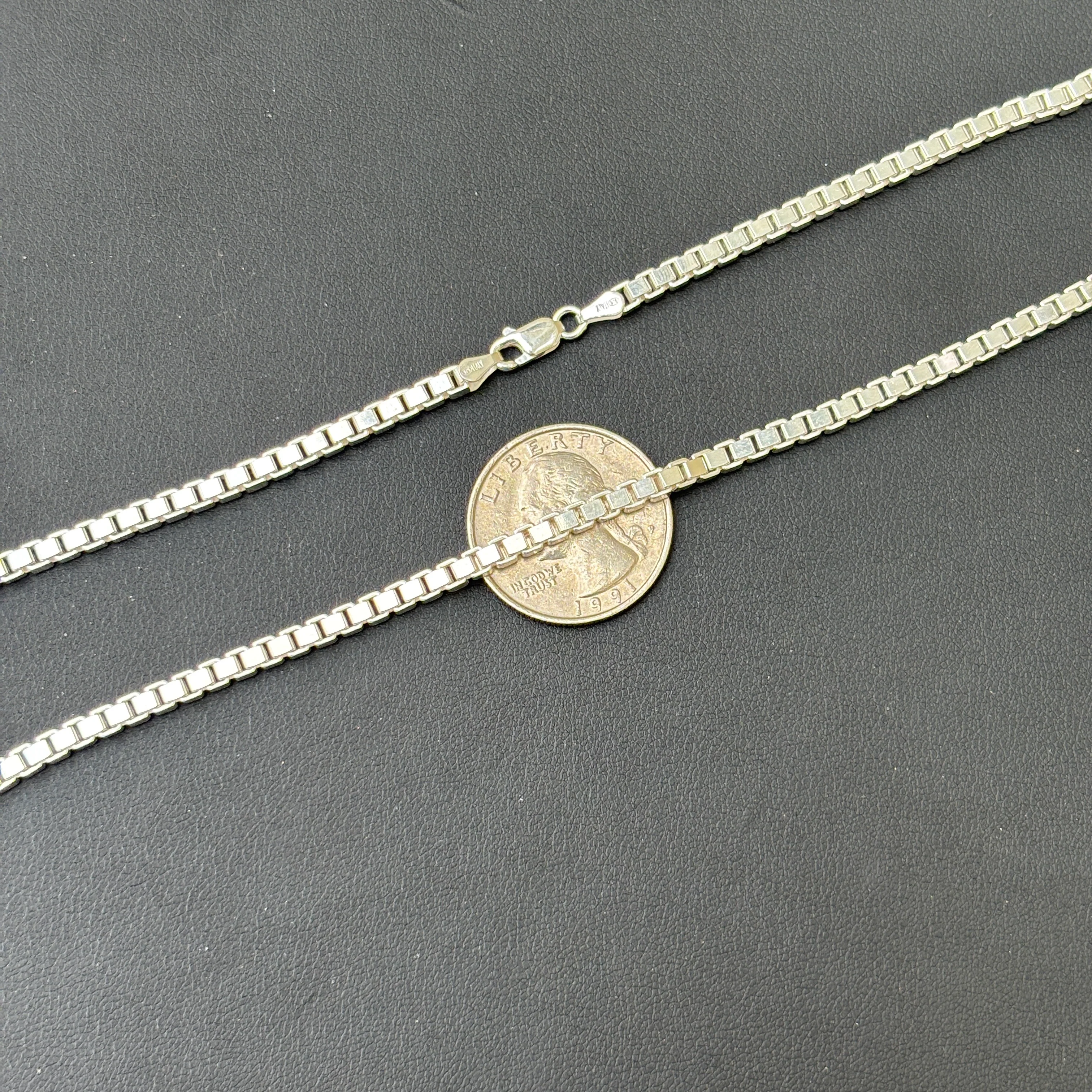 925 Sterling Silver 3mm Box Chain Necklace - Image 8