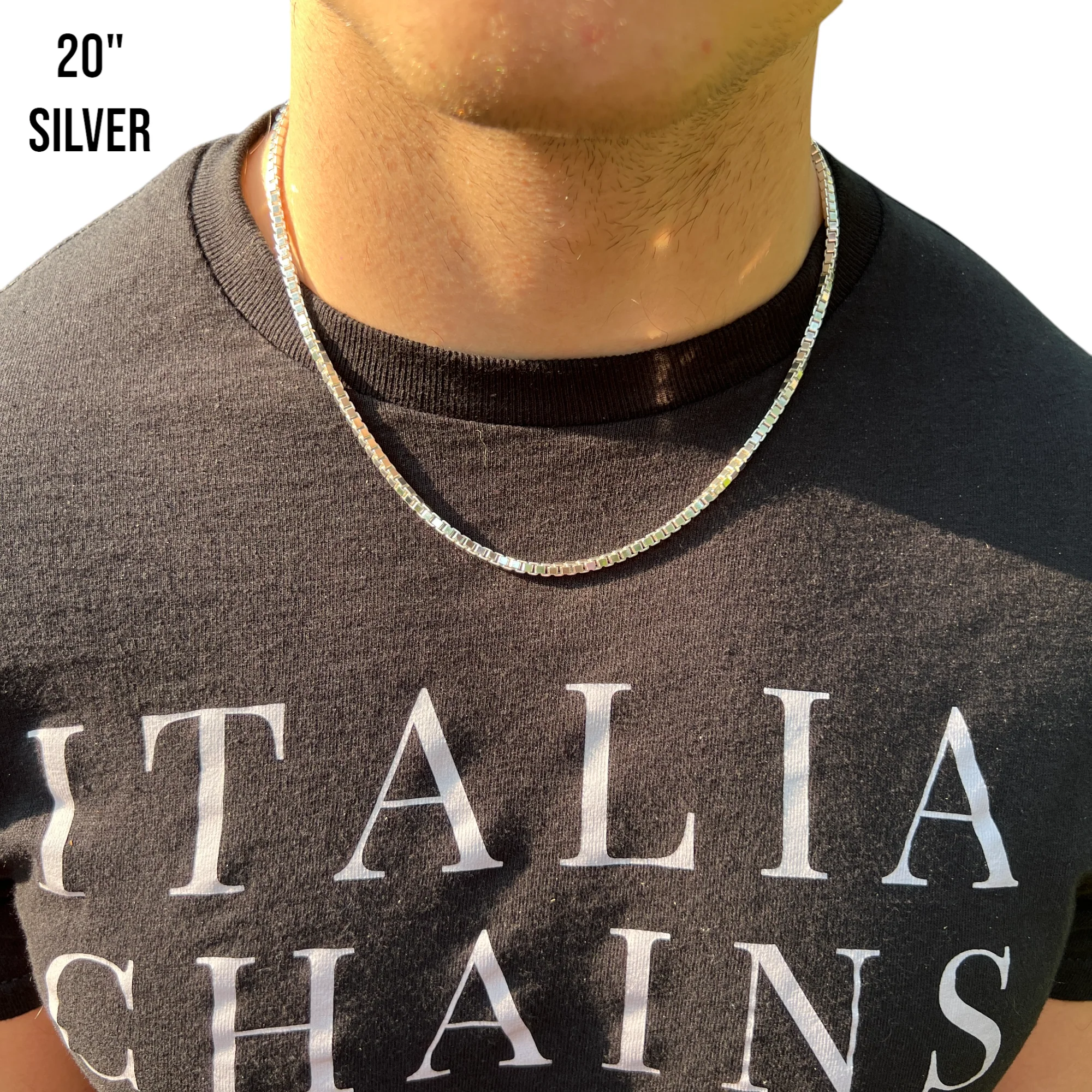 925 Sterling Silver 3mm Box Chain Necklace - Image 9