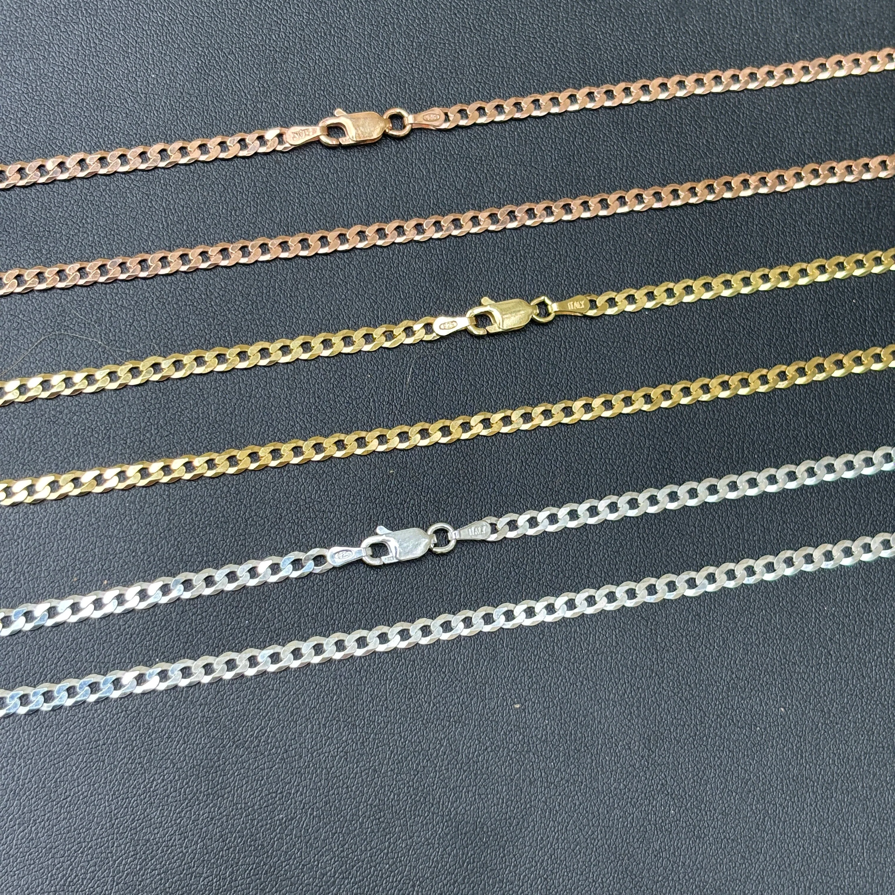 925 Sterling Silver 3mm Flat Curb Cuban Chain Necklace - Image 4
