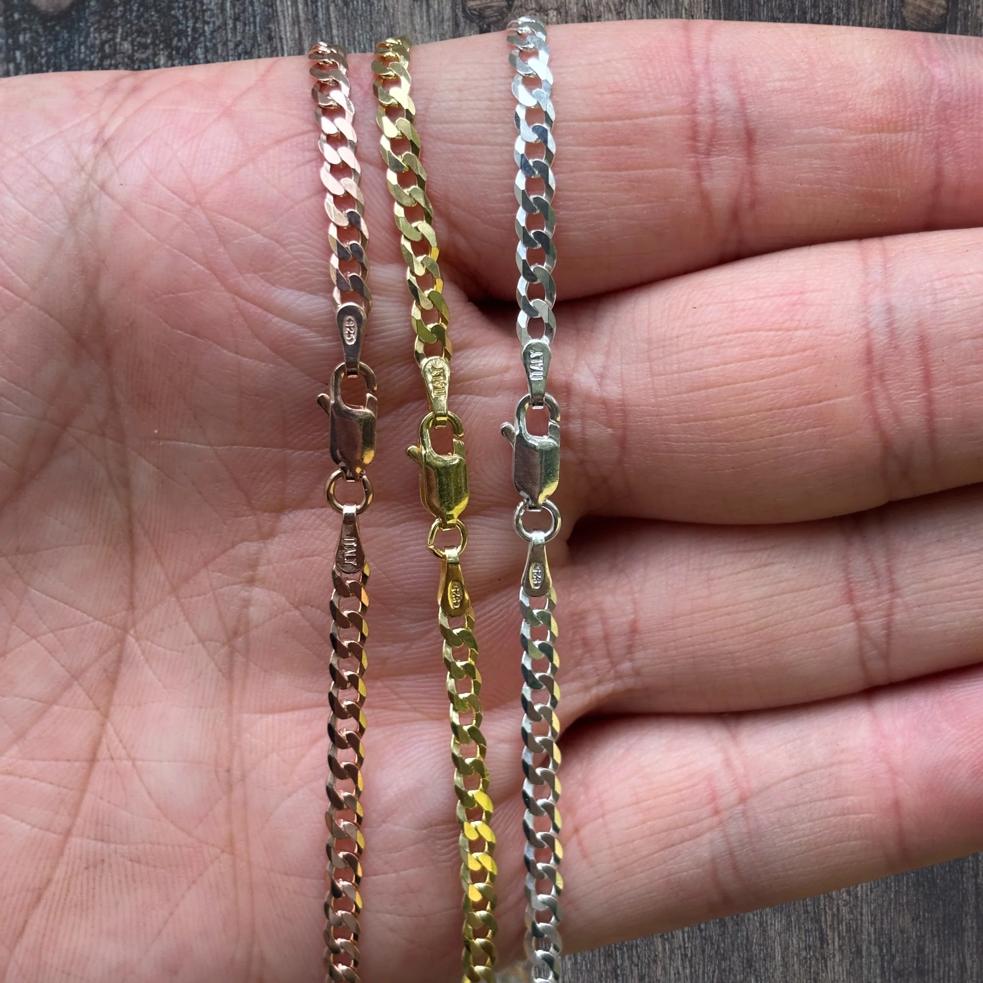 925 Sterling Silver 3mm Flat Curb Cuban Chain Necklace - Image 5