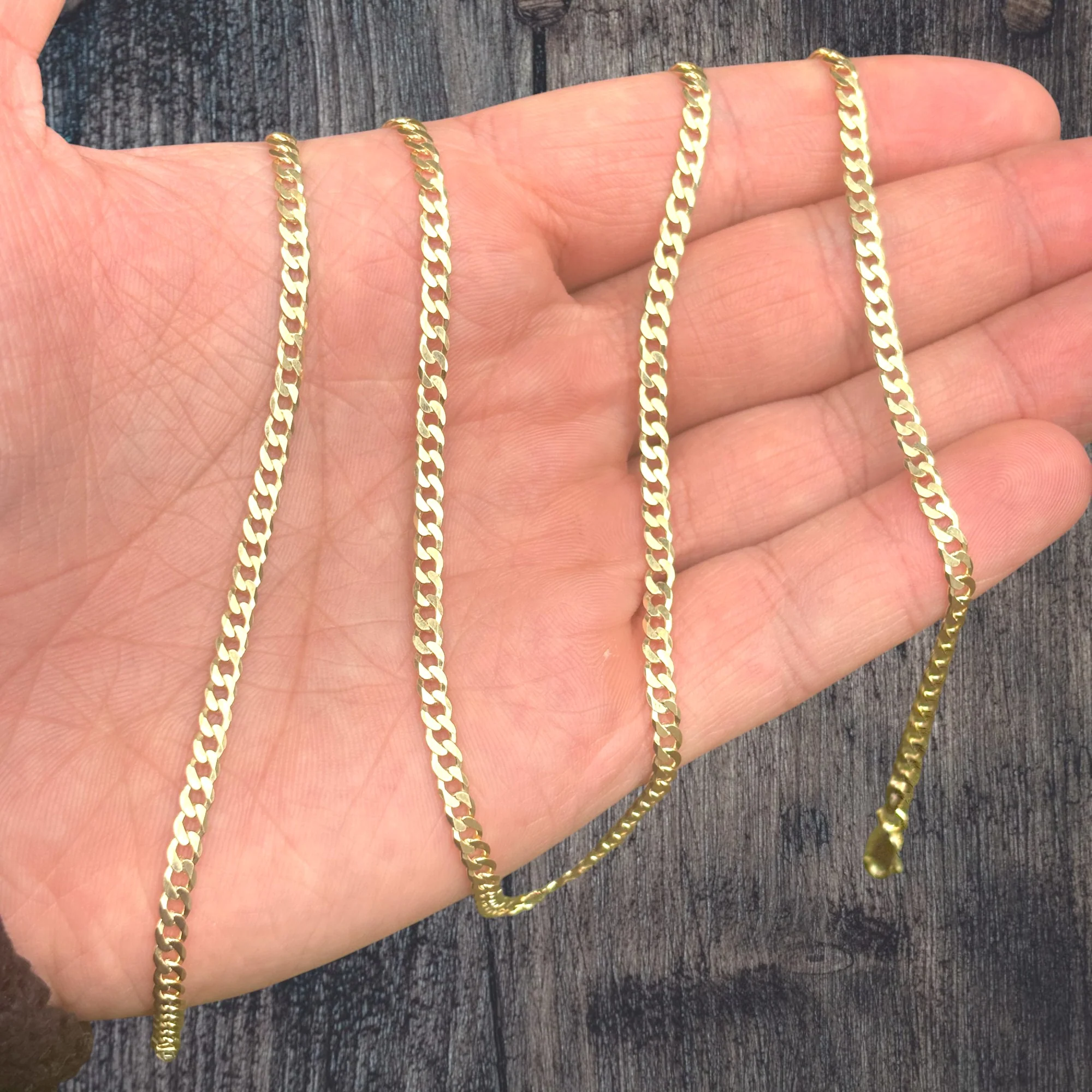 925 Sterling Silver 3mm Flat Curb Cuban Chain Necklace - Image 7
