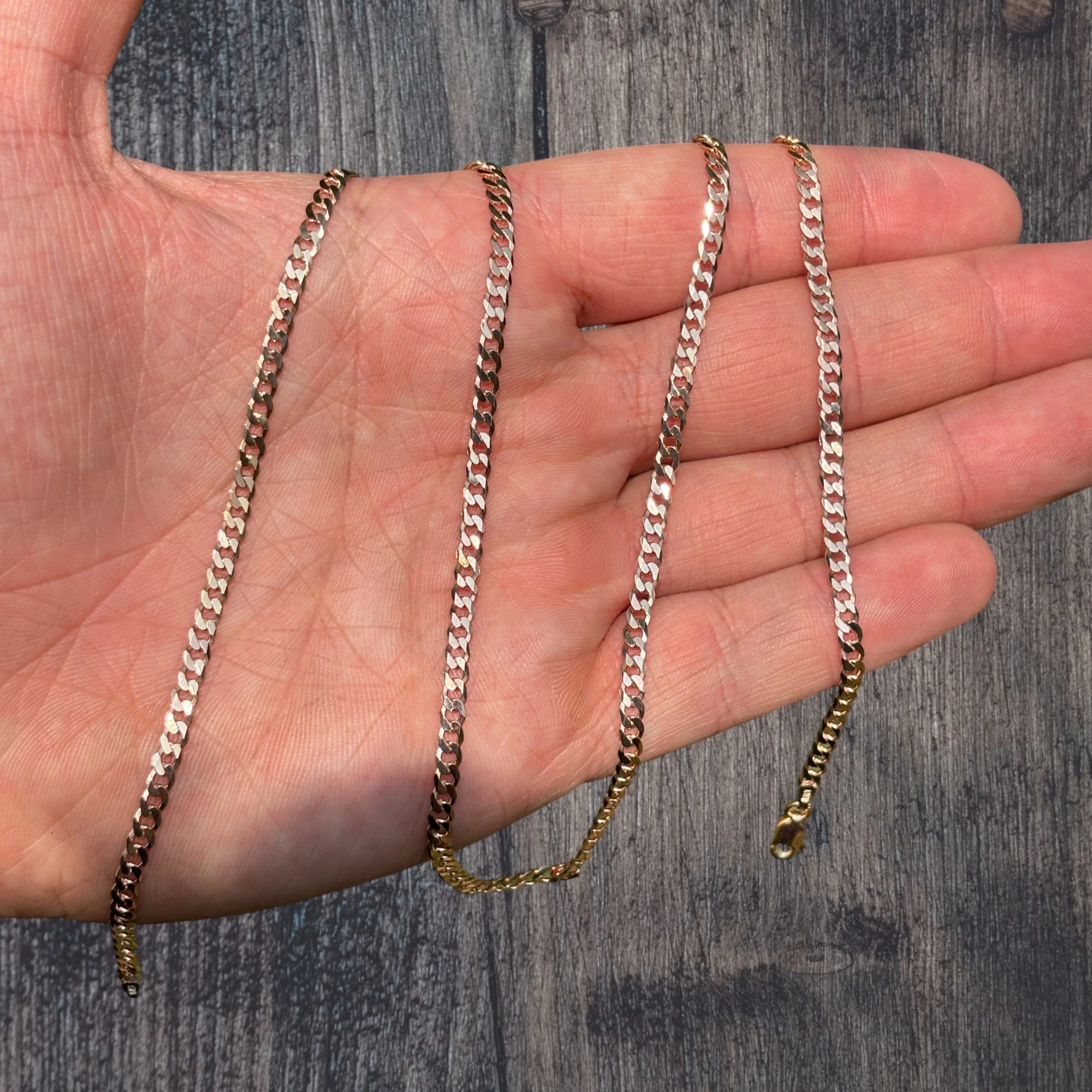 925 Sterling Silver 3mm Flat Curb Cuban Chain Necklace - Image 8